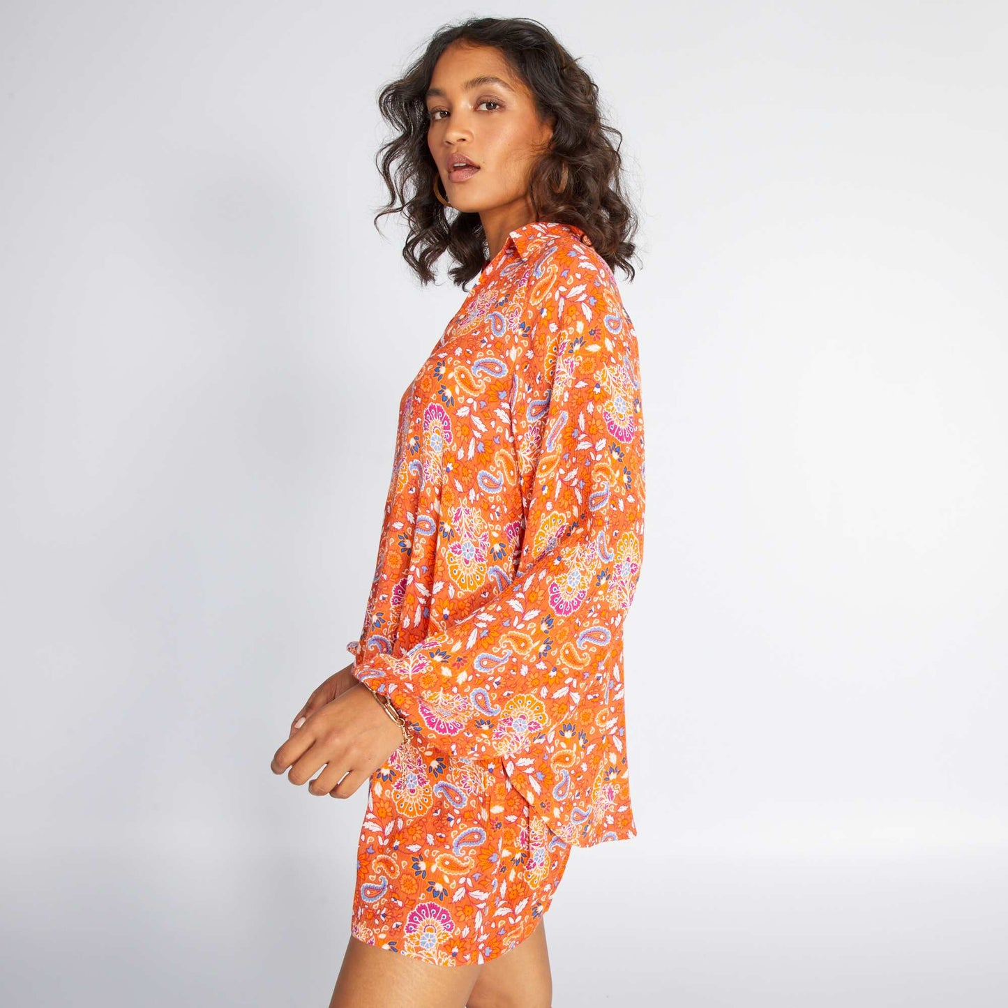 Blouse fluide imprim cachemire Orange