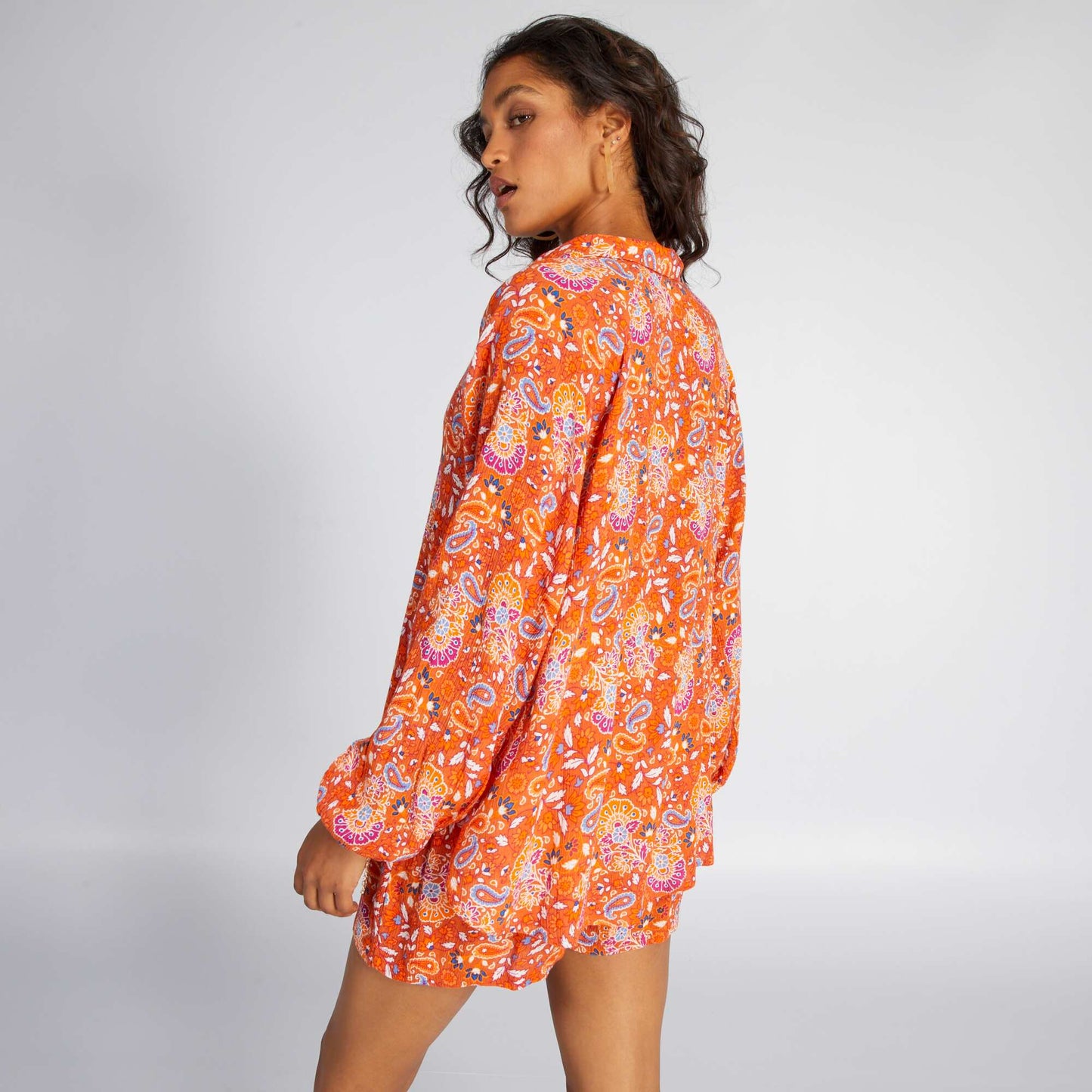 Blouse fluide imprim cachemire Orange