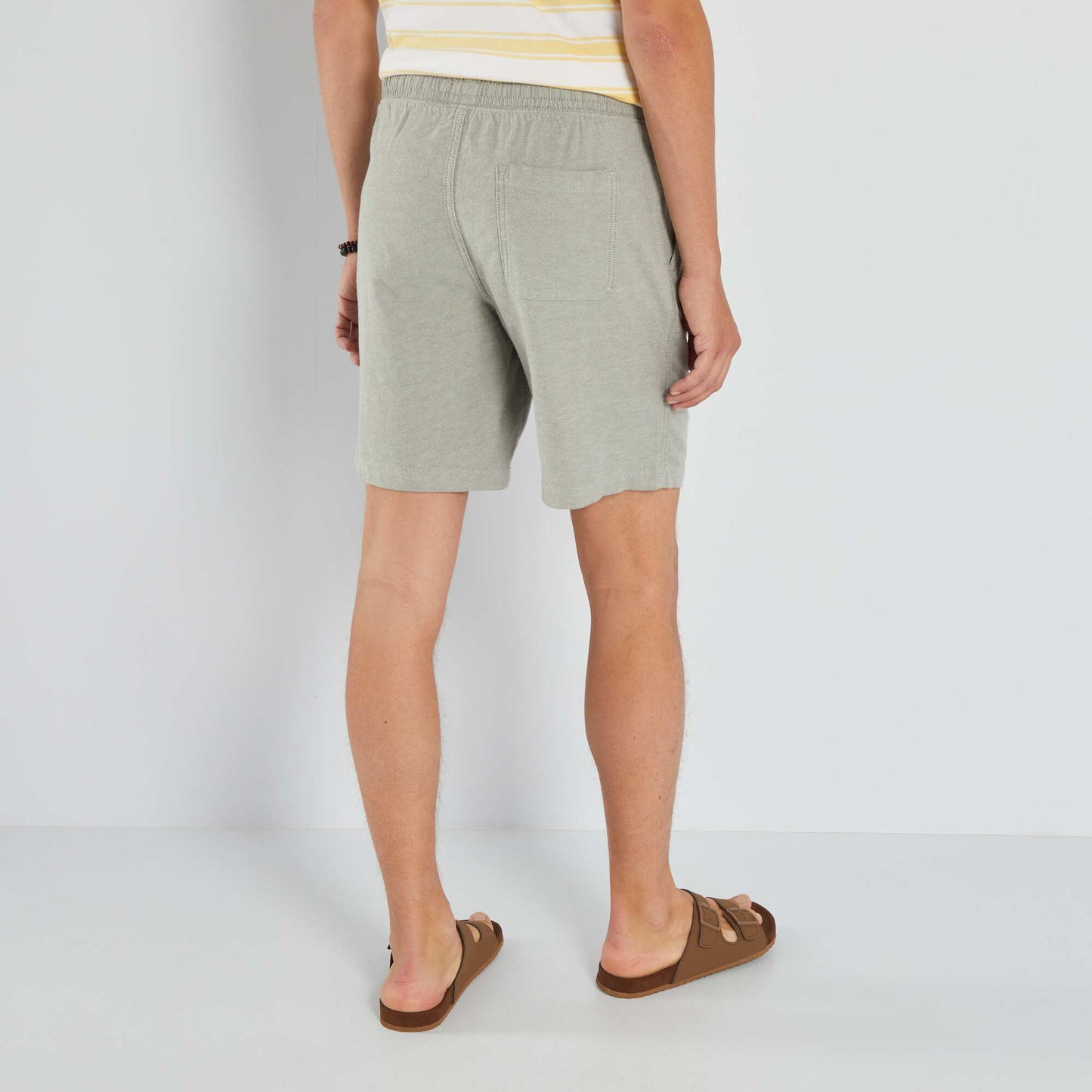 Bermuda uni taille lastiqu e Vert