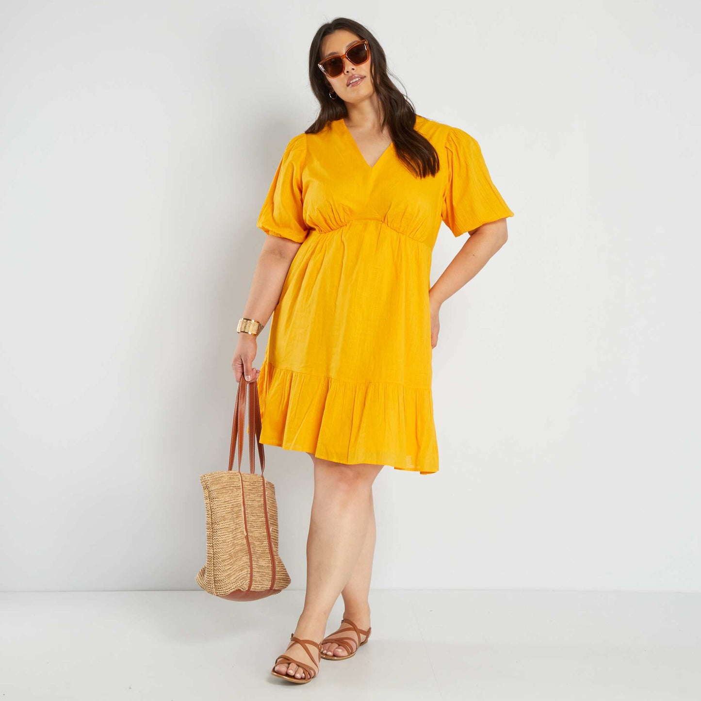 Robe avec volants la base Jaune