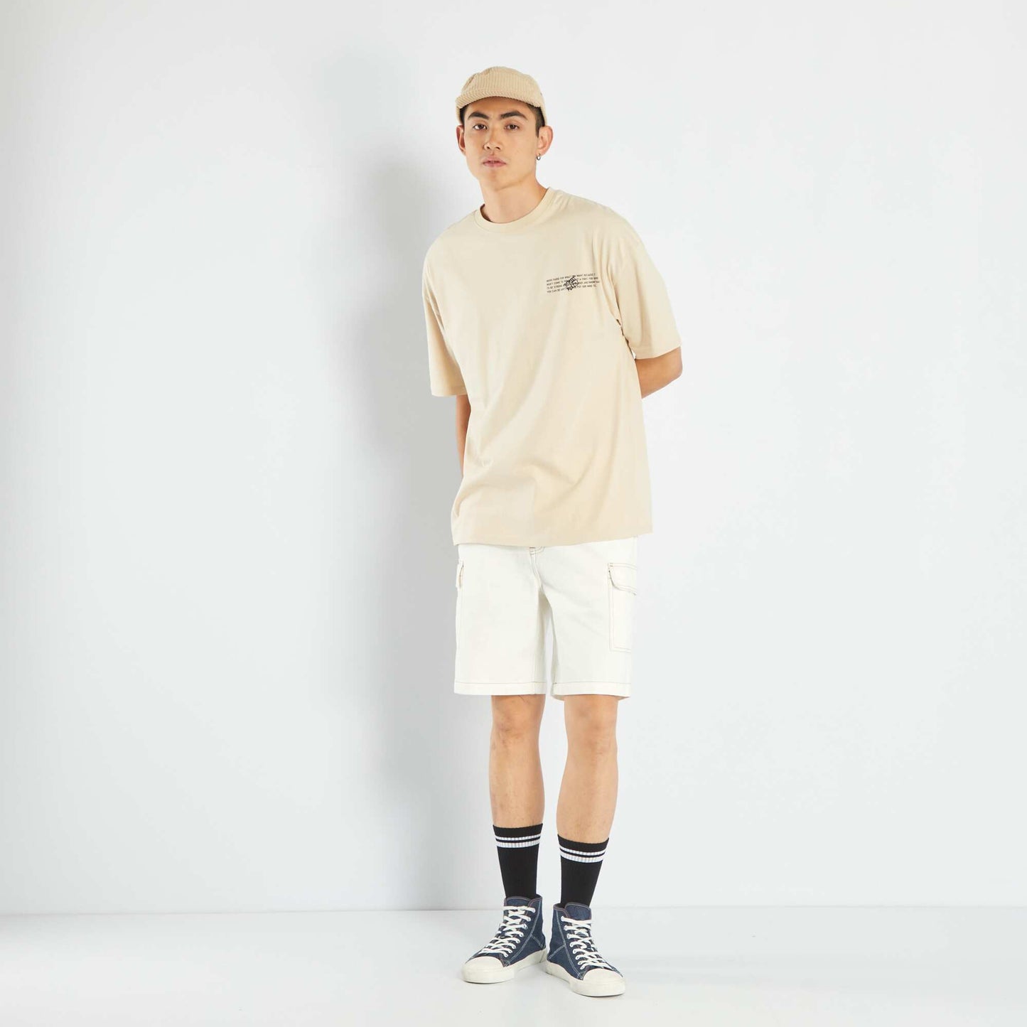 T-shirt en jersey manches courtes Beige