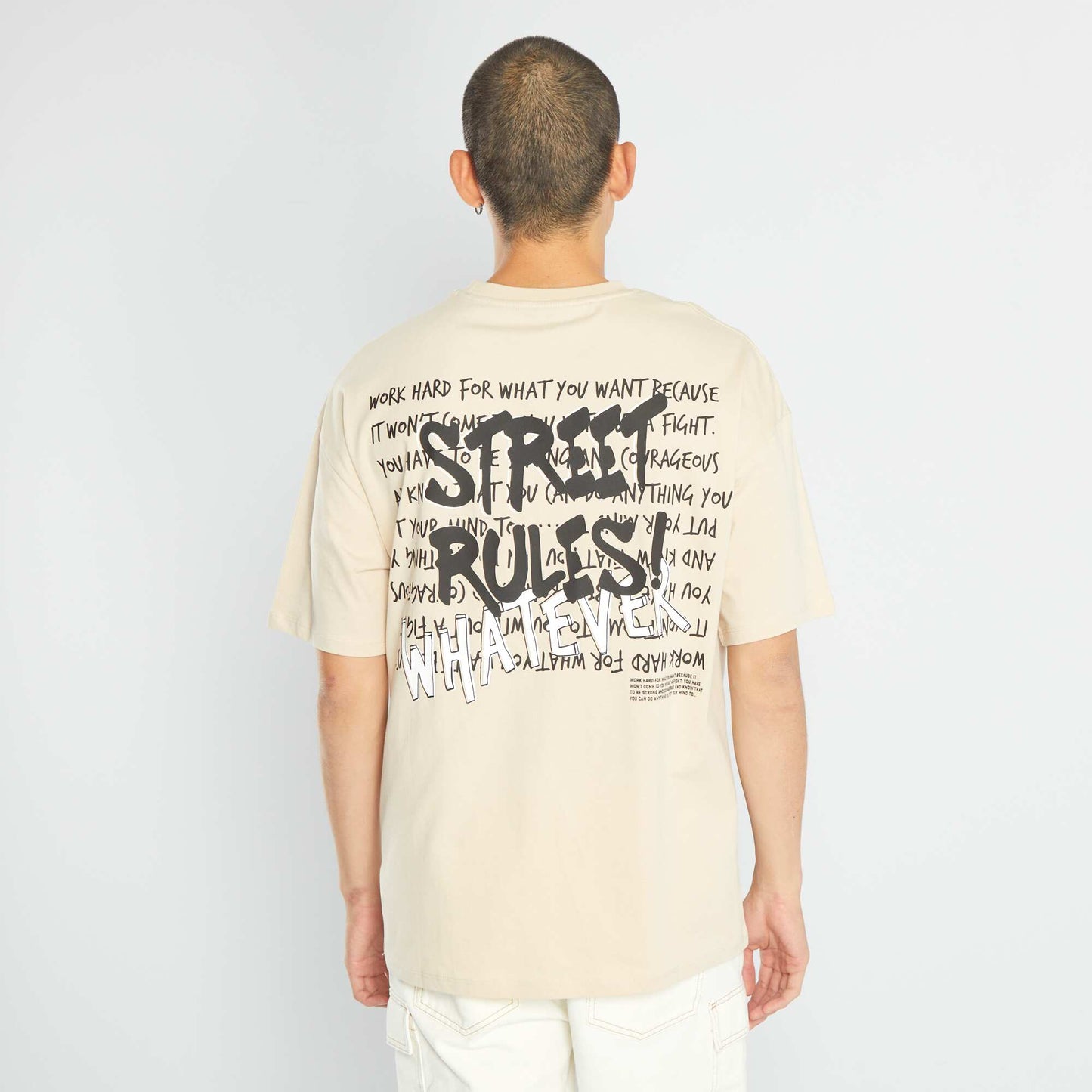 T-shirt en jersey manches courtes Beige