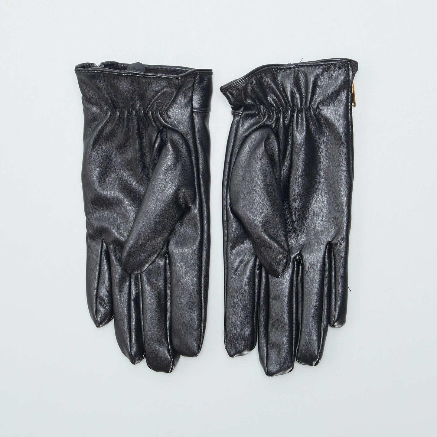 Gants en simili avec zip fantaisie Noir