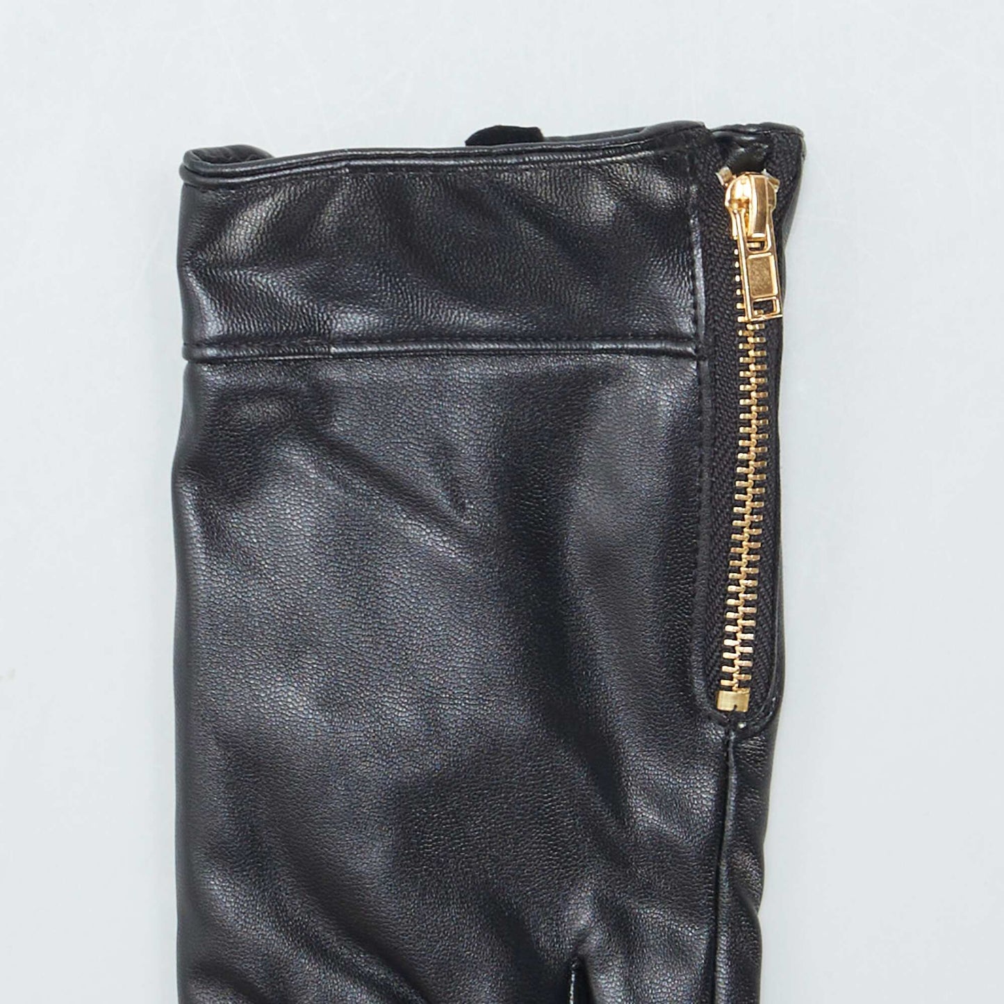 Gants en simili avec zip fantaisie Noir