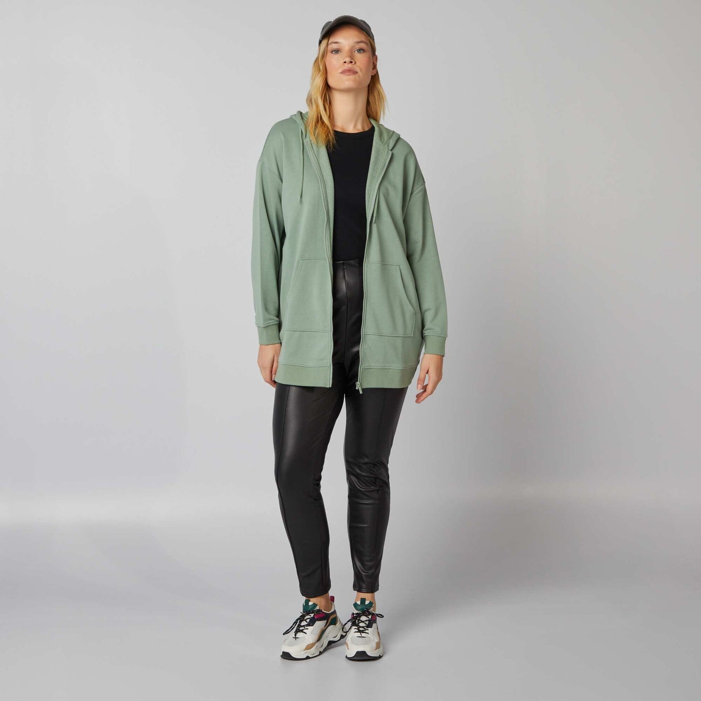 Sweat capuche zipp Vert