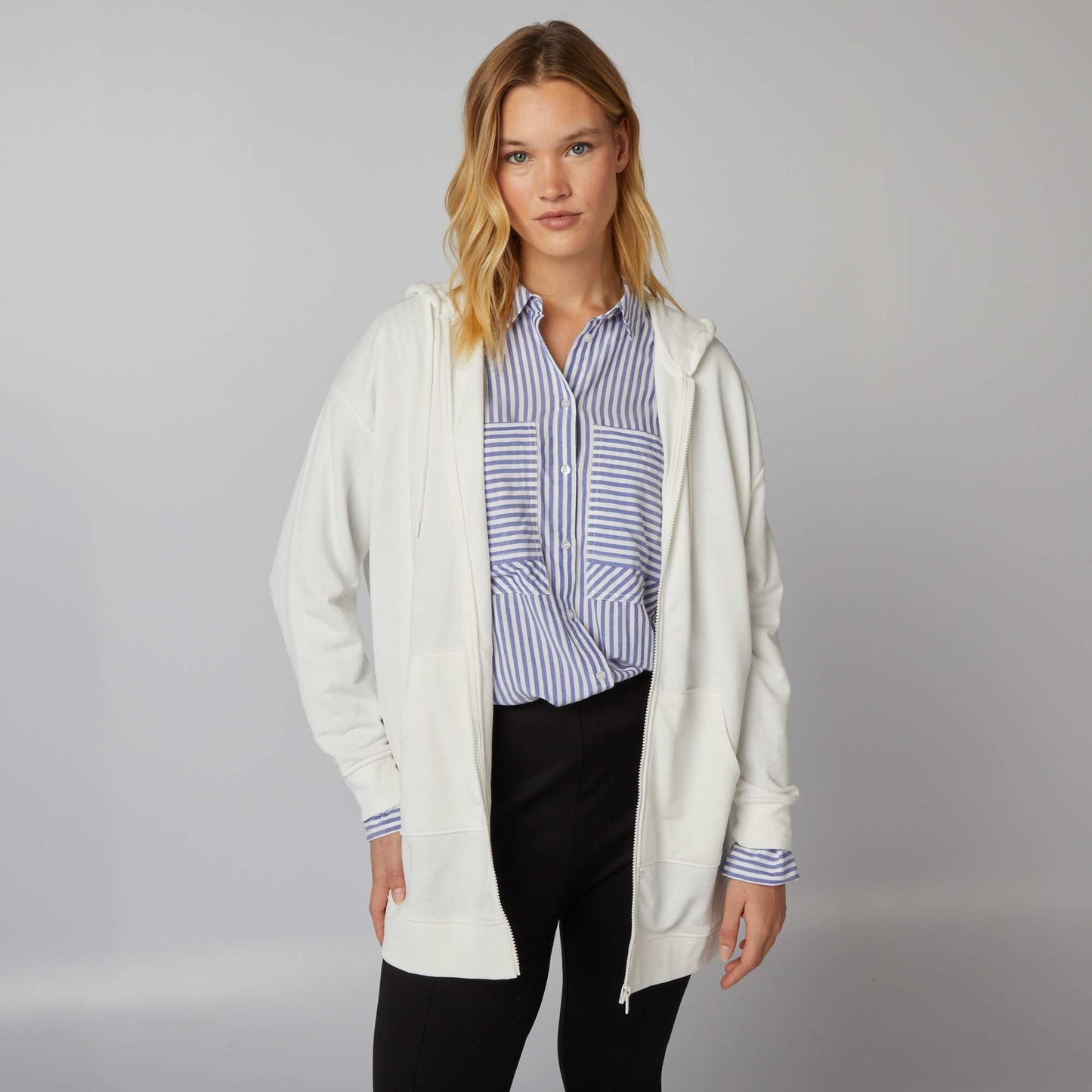 Sweat capuche zipp Blanc