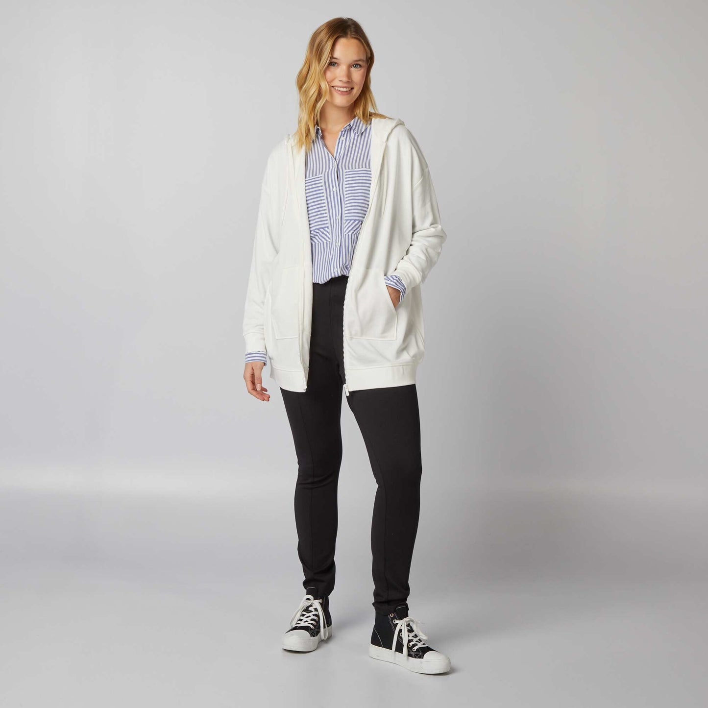 Sweat capuche zipp Blanc