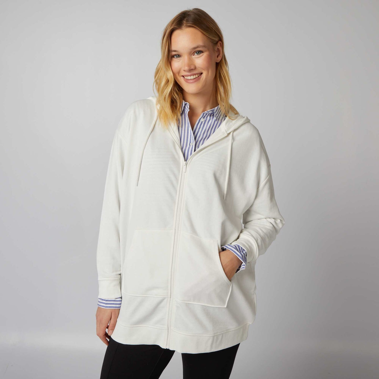 Sweat capuche zipp Blanc
