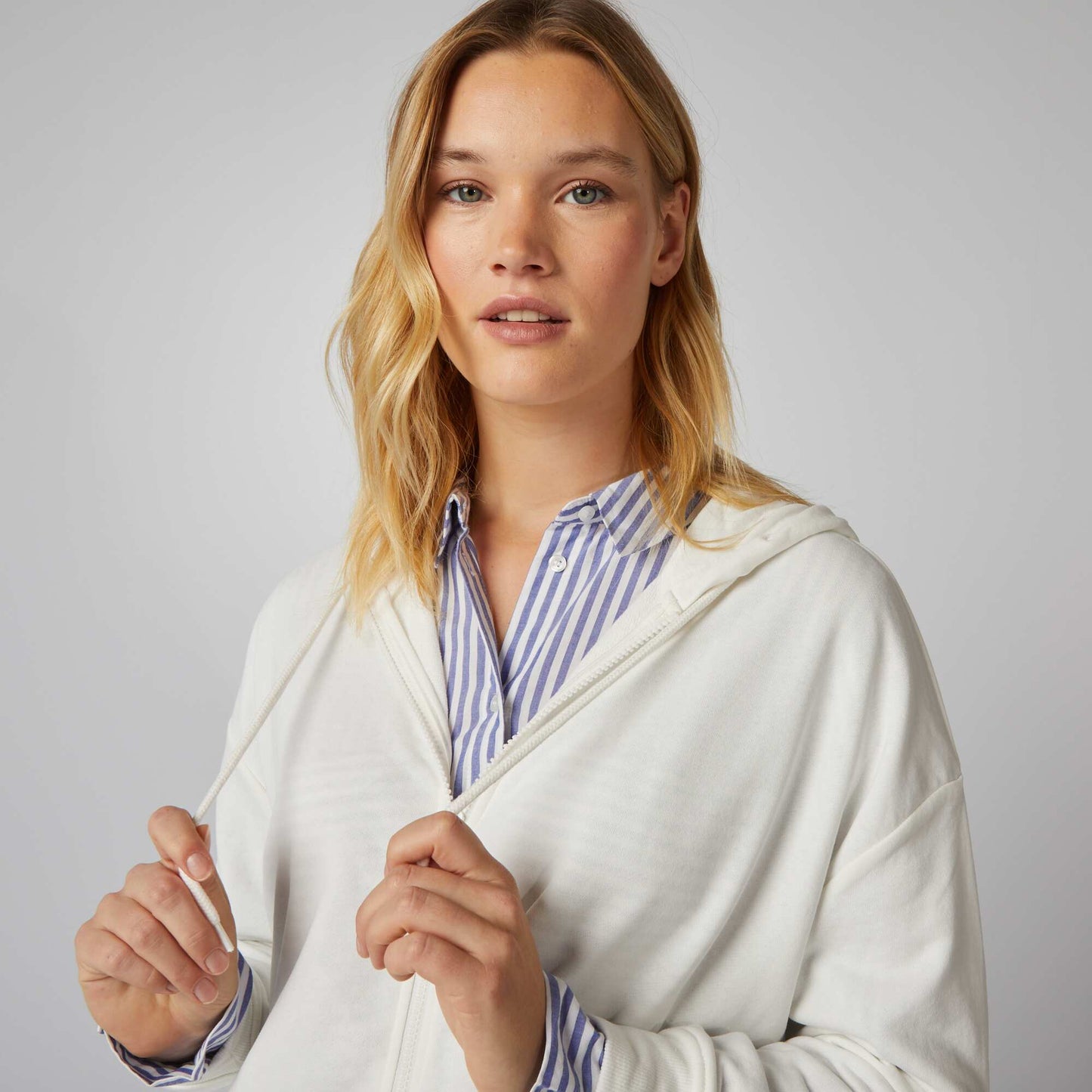 Sweat capuche zipp Blanc