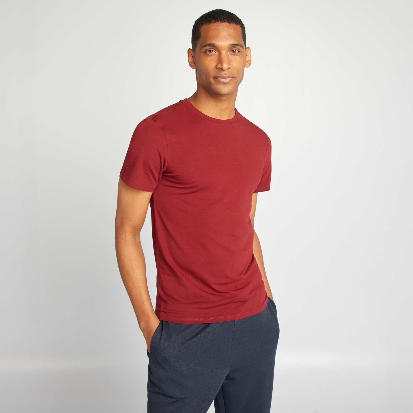 Tee-shirt uni - Slim fit ROUGE