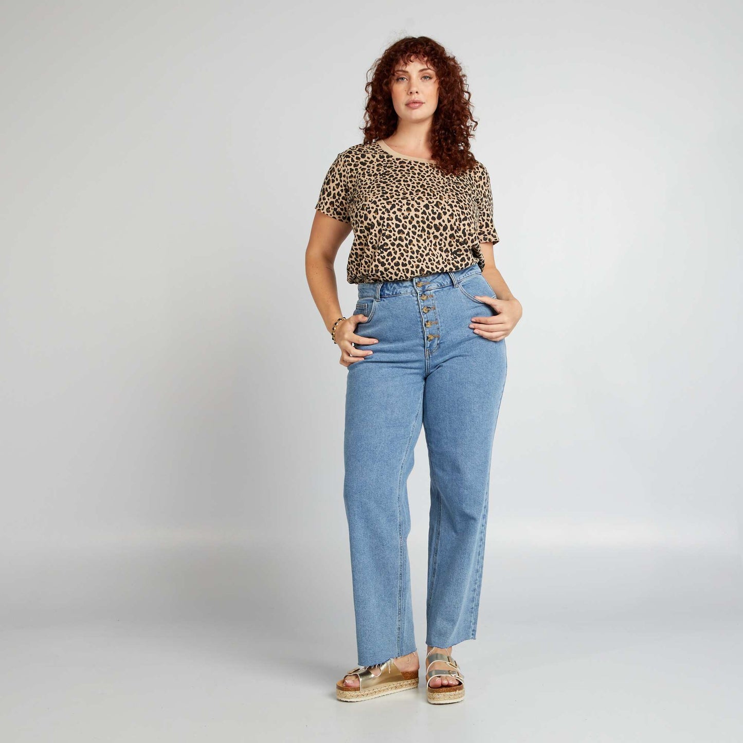 Tee-shirt en coton avec imprim Beige