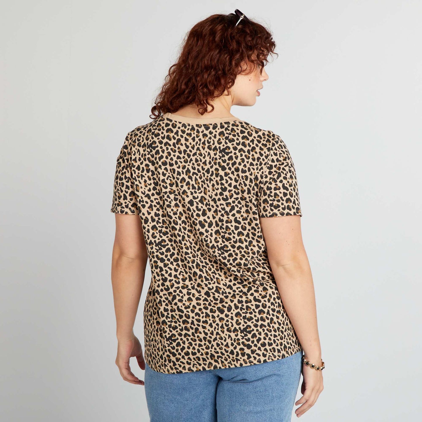 Tee-shirt en coton avec imprim Beige