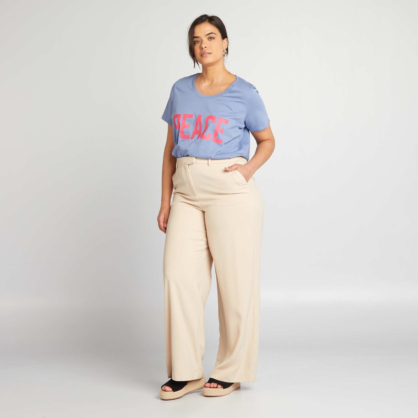 Tee-shirt en coton avec imprim Bleu fonc