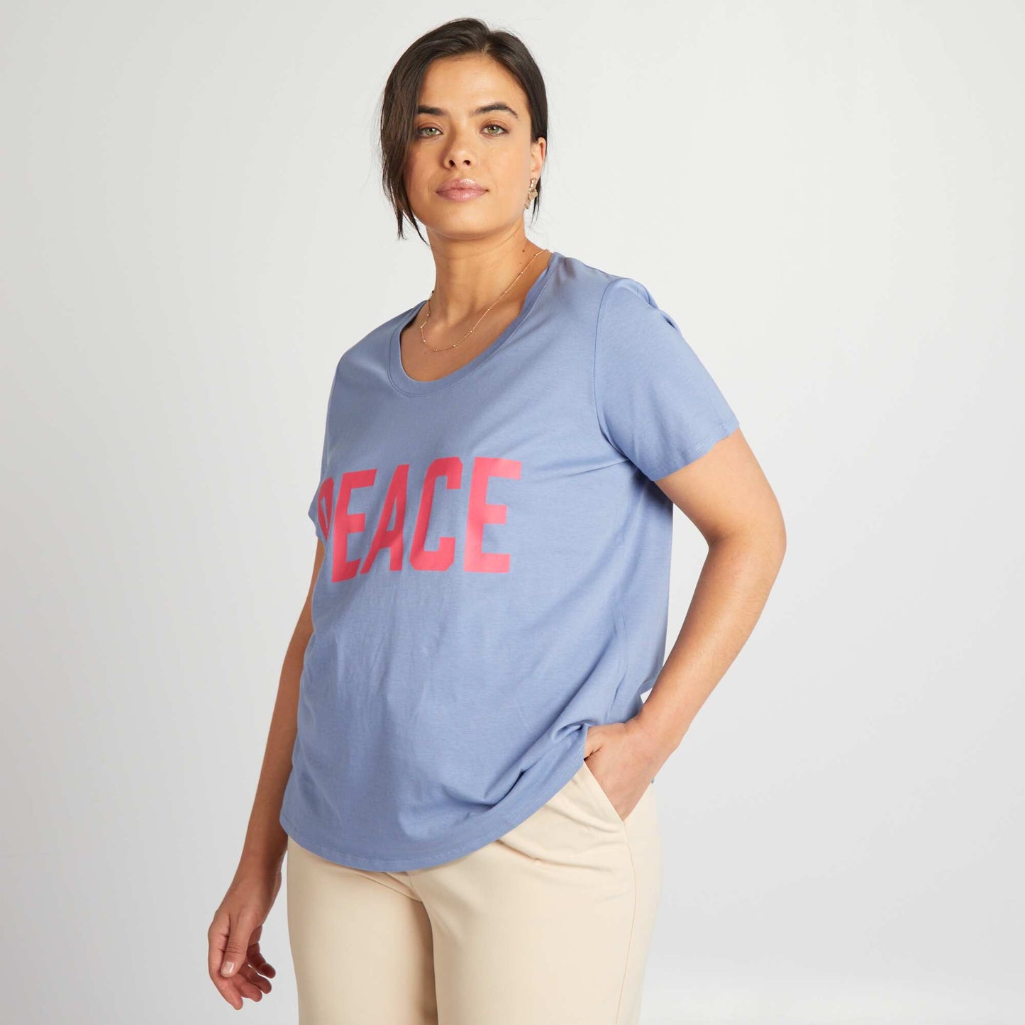 Tee-shirt en coton avec imprim Bleu fonc