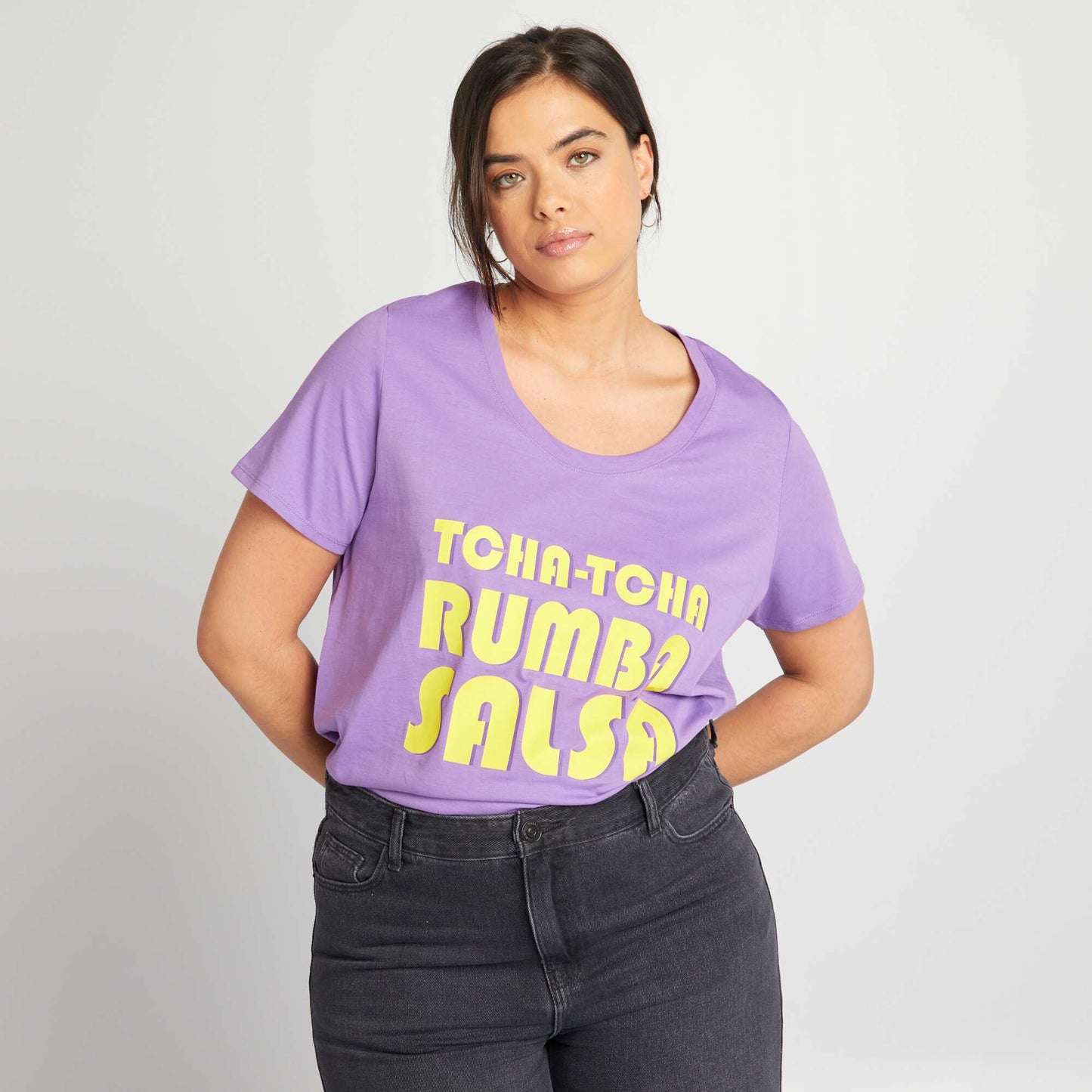 Tee-shirt en coton avec imprim Violet