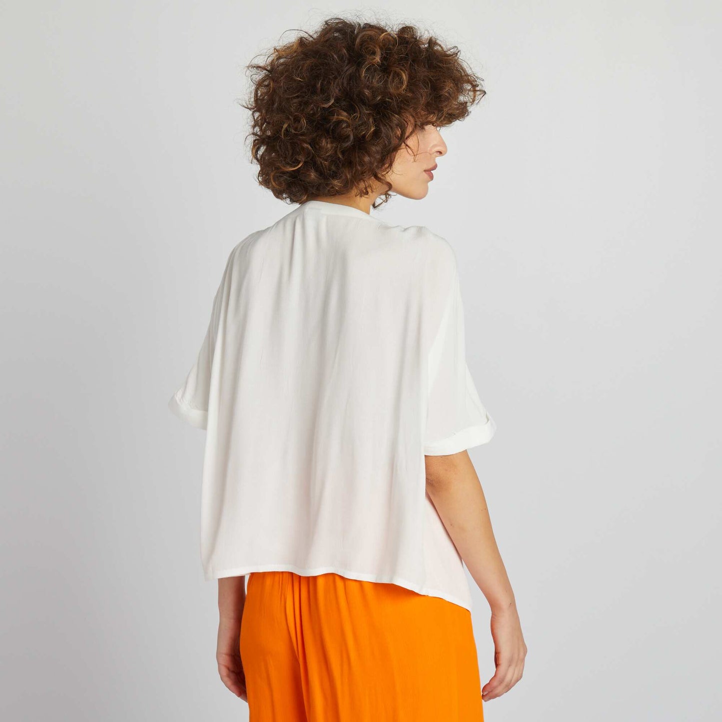 Chemisier manches courtes nouer Blanc