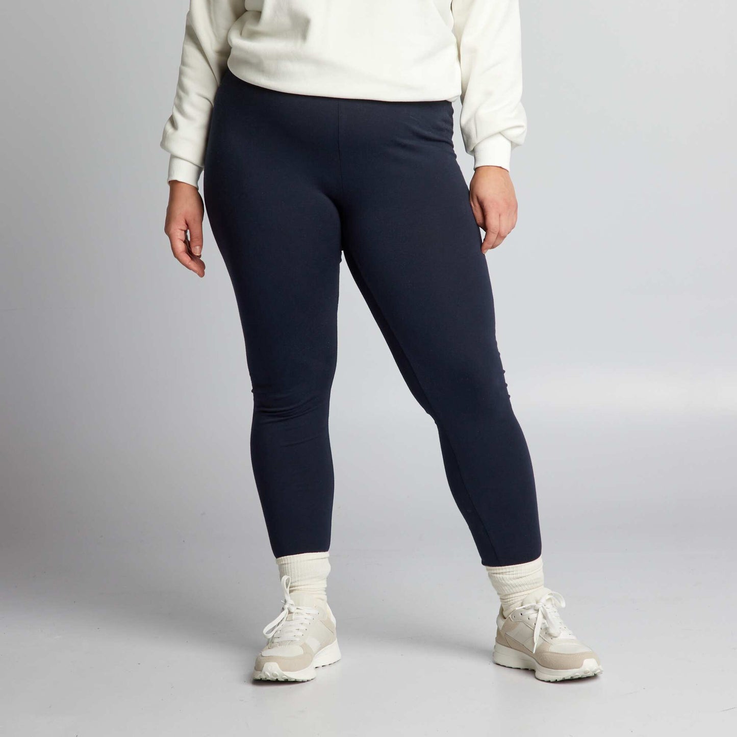 Legging long en coton bleu marine