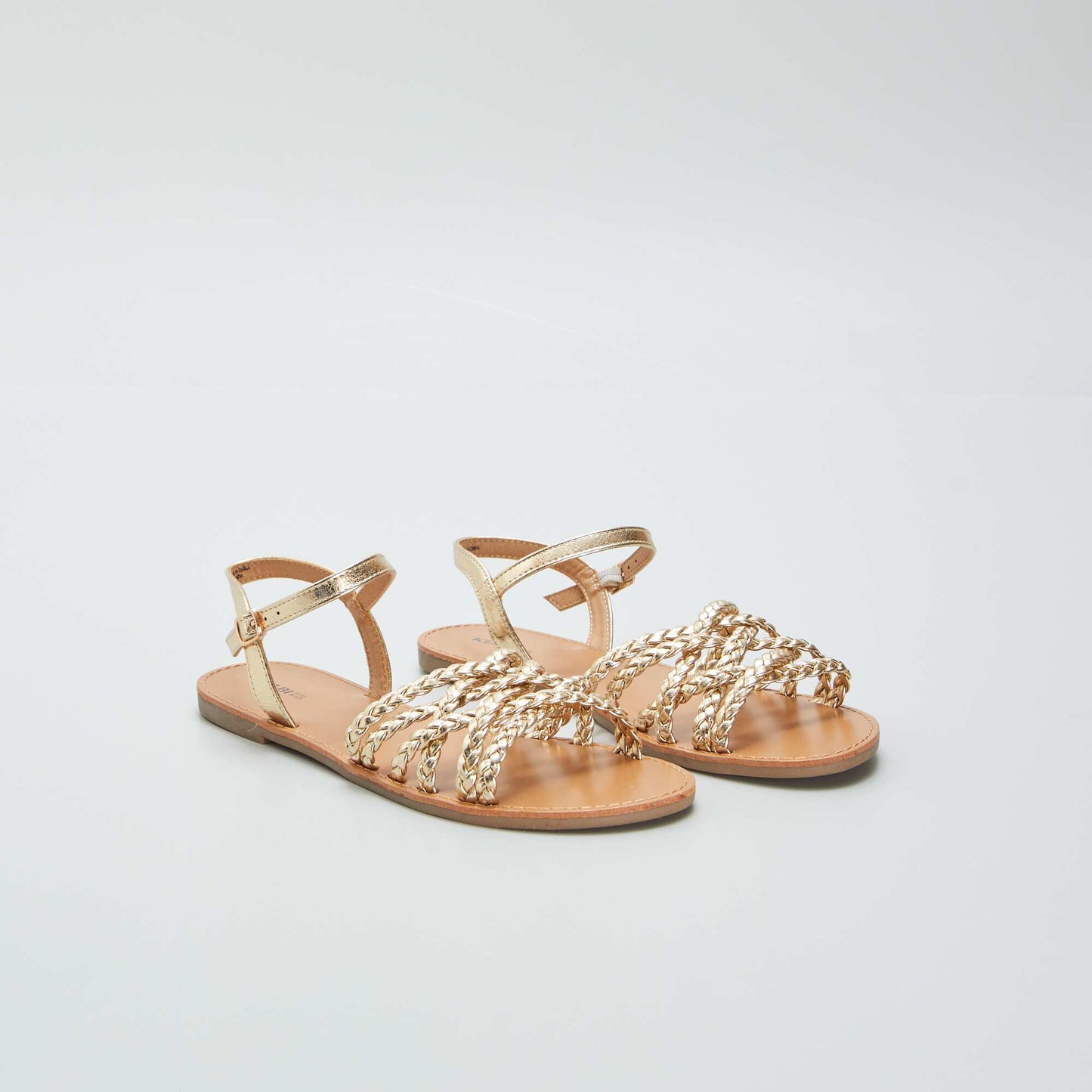Sandales plates brides tress es Jaune