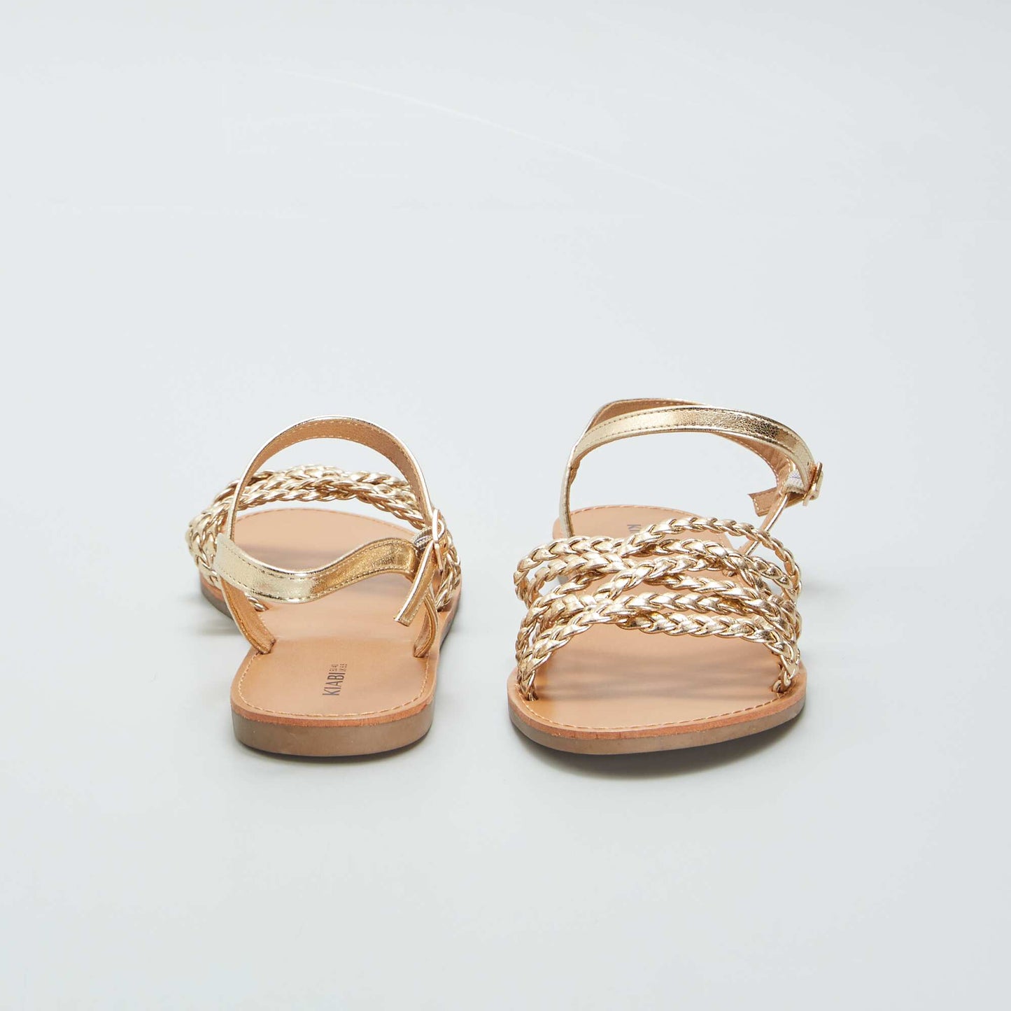 Sandales plates brides tress es Jaune