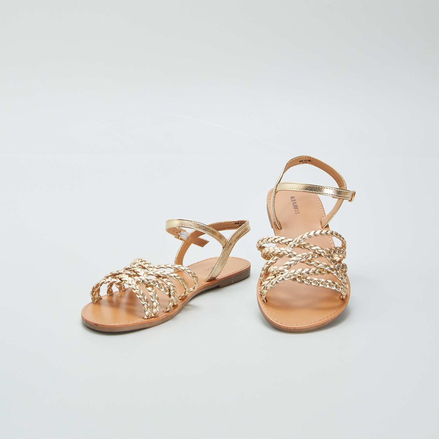 Sandales plates brides tress es Jaune