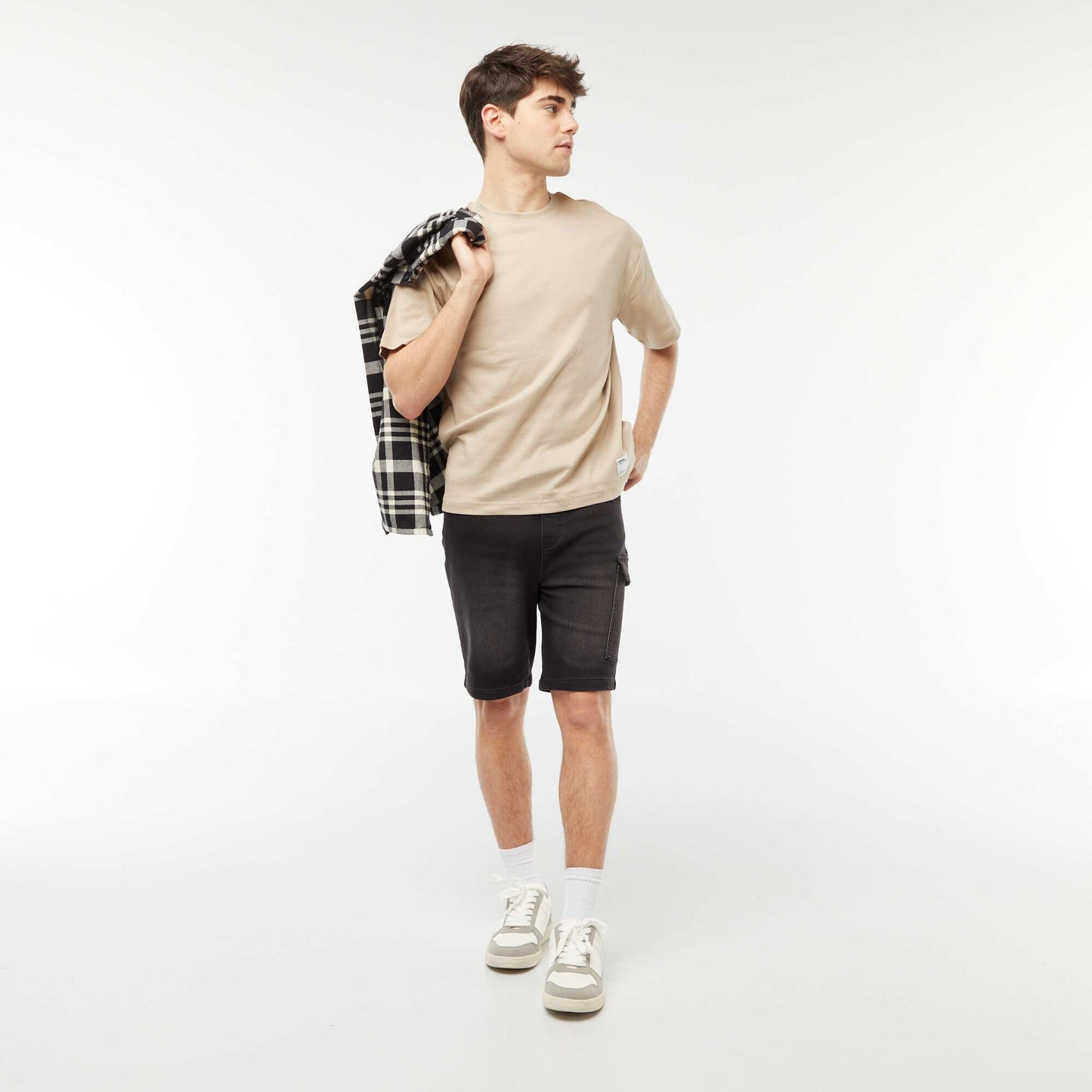 T-shirt col rond en coton MARRON