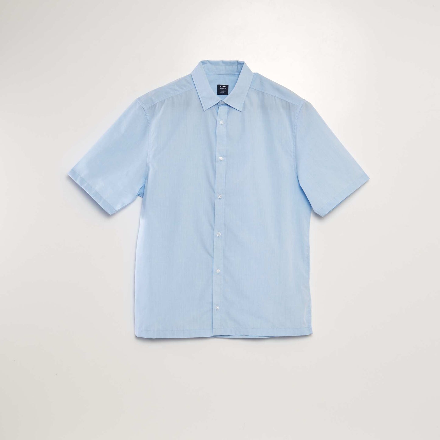 Chemise en popeline manches courtes Bleu clair