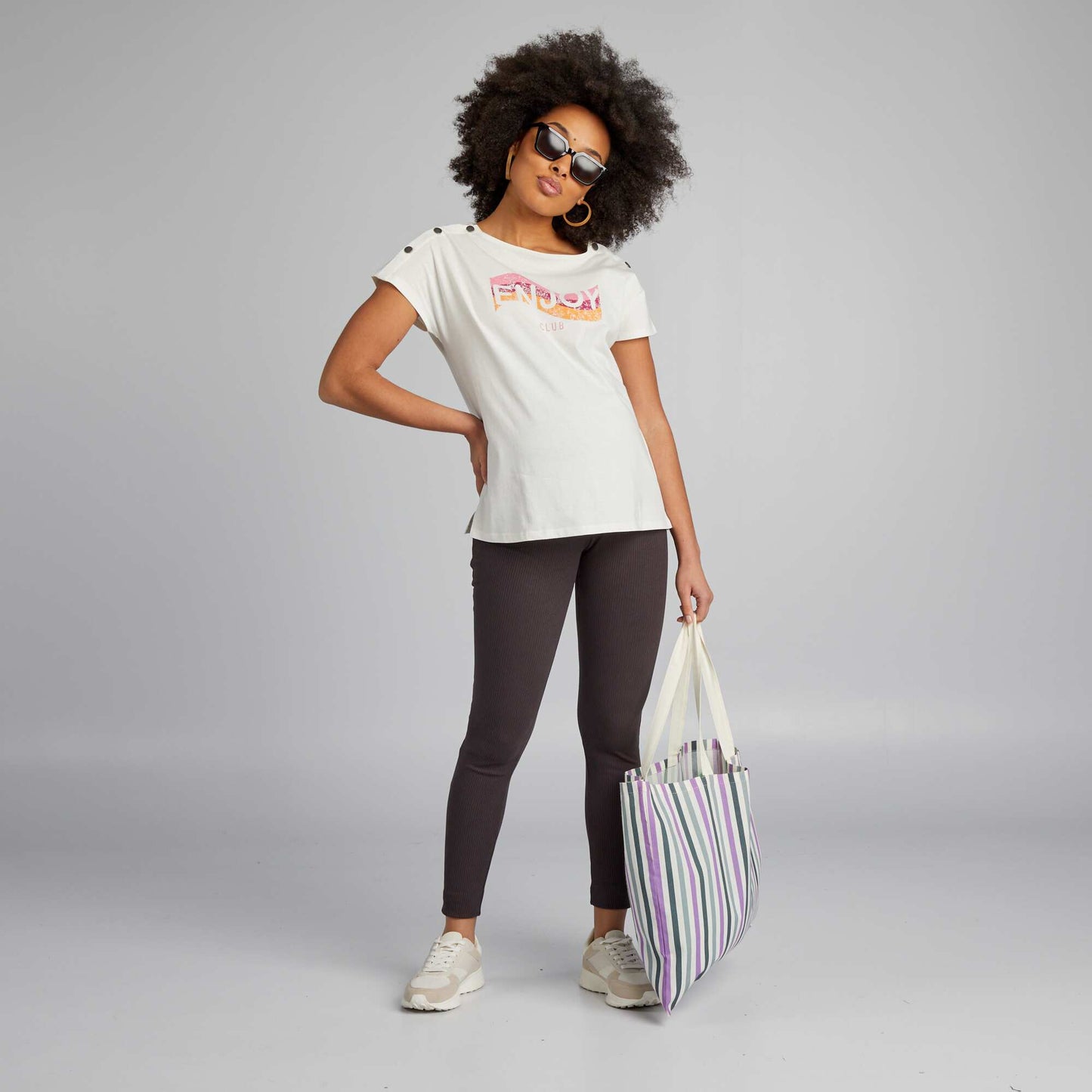 T-shirt d'allaitement avec col boutonn Blanc