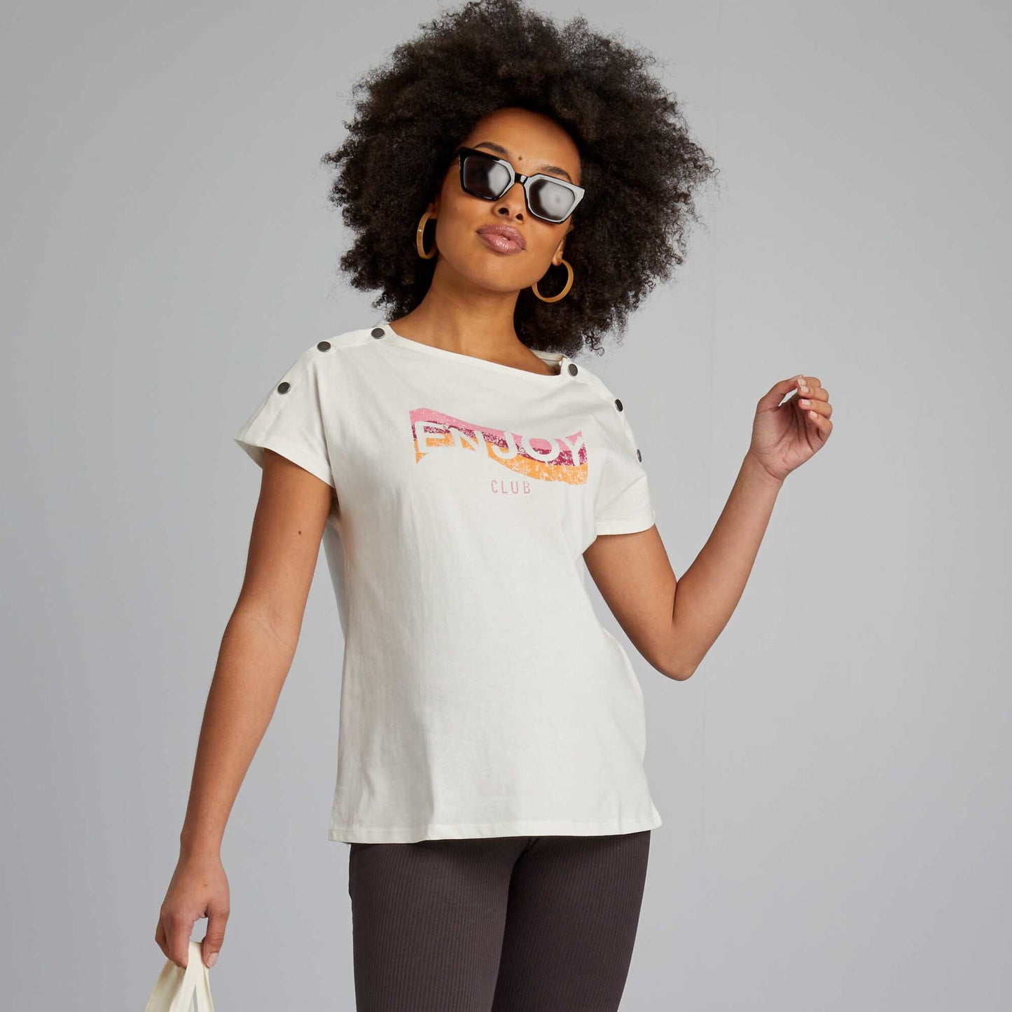 T-shirt d'allaitement avec col boutonn Blanc