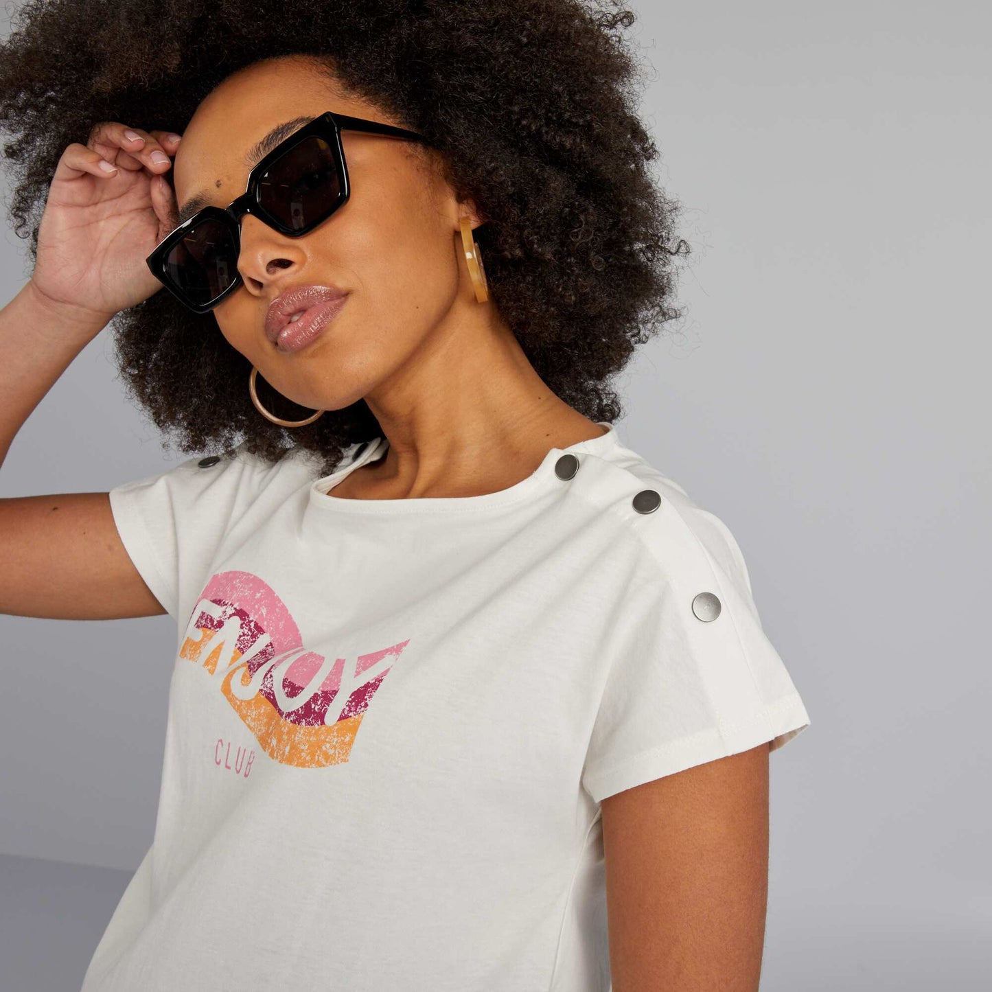 T-shirt d'allaitement avec col boutonn Blanc