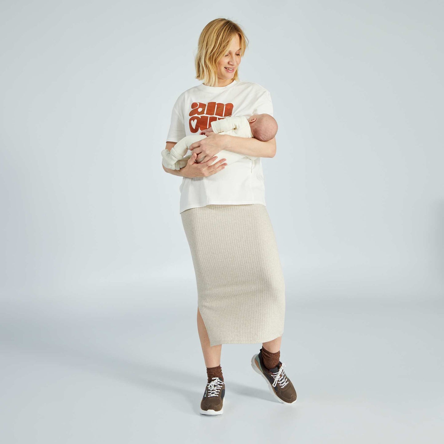 T-shirt d'allaitement col rond Blanc
