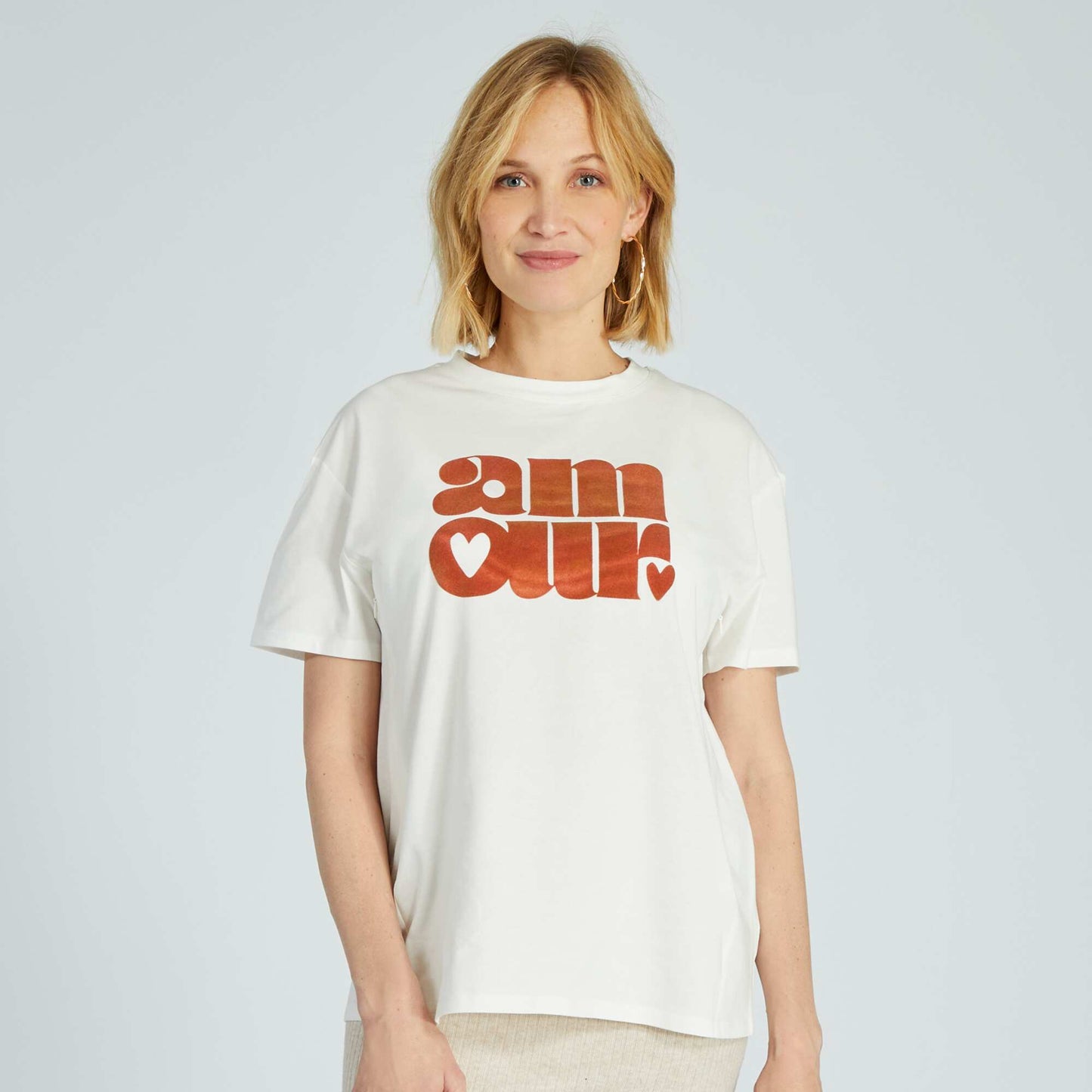 T-shirt d'allaitement col rond Blanc