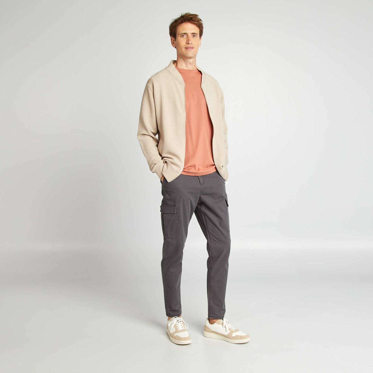 Sweat en maille avec ouverture zippée BEIGE