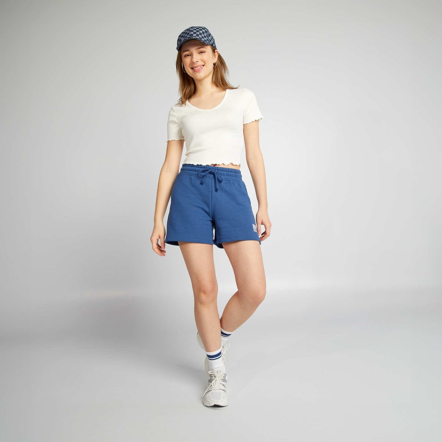Crop-top bords ondul s blanc