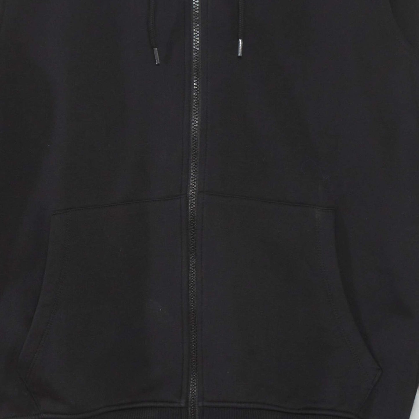 Sweat zippé à capuche en molleton uni noir