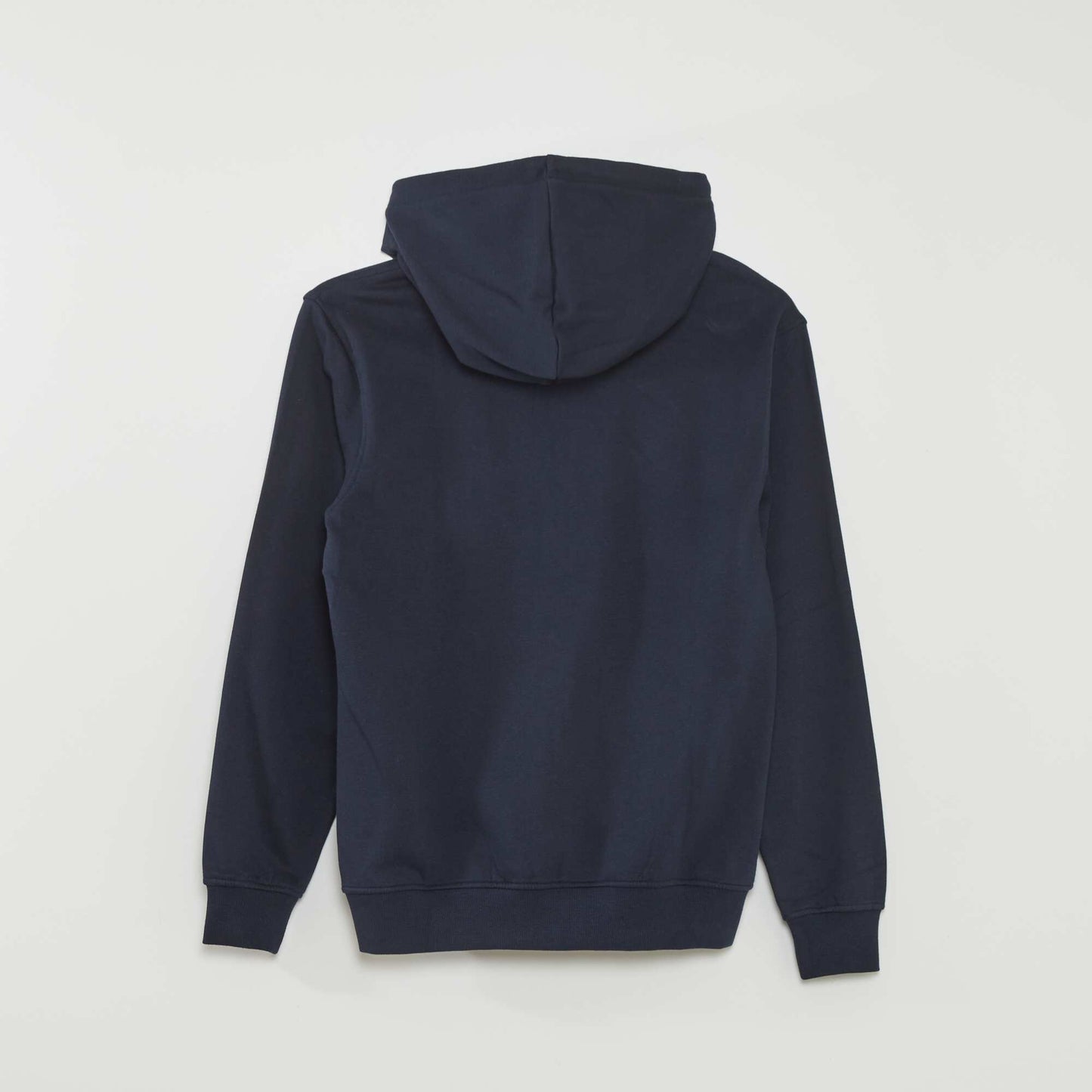 Sweat zippé à capuche en molleton uni Bleu marine