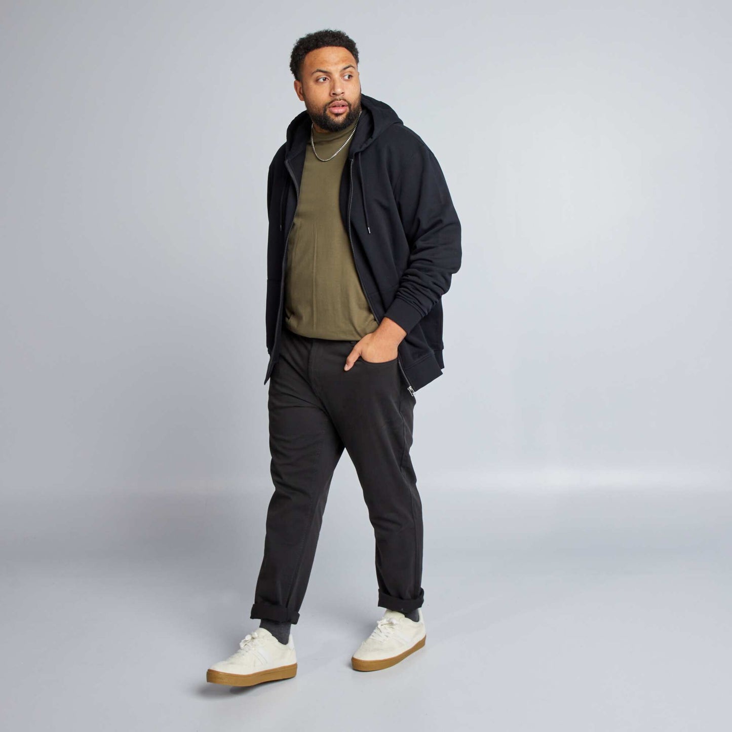 Sweat zipp en molleton capuche noir