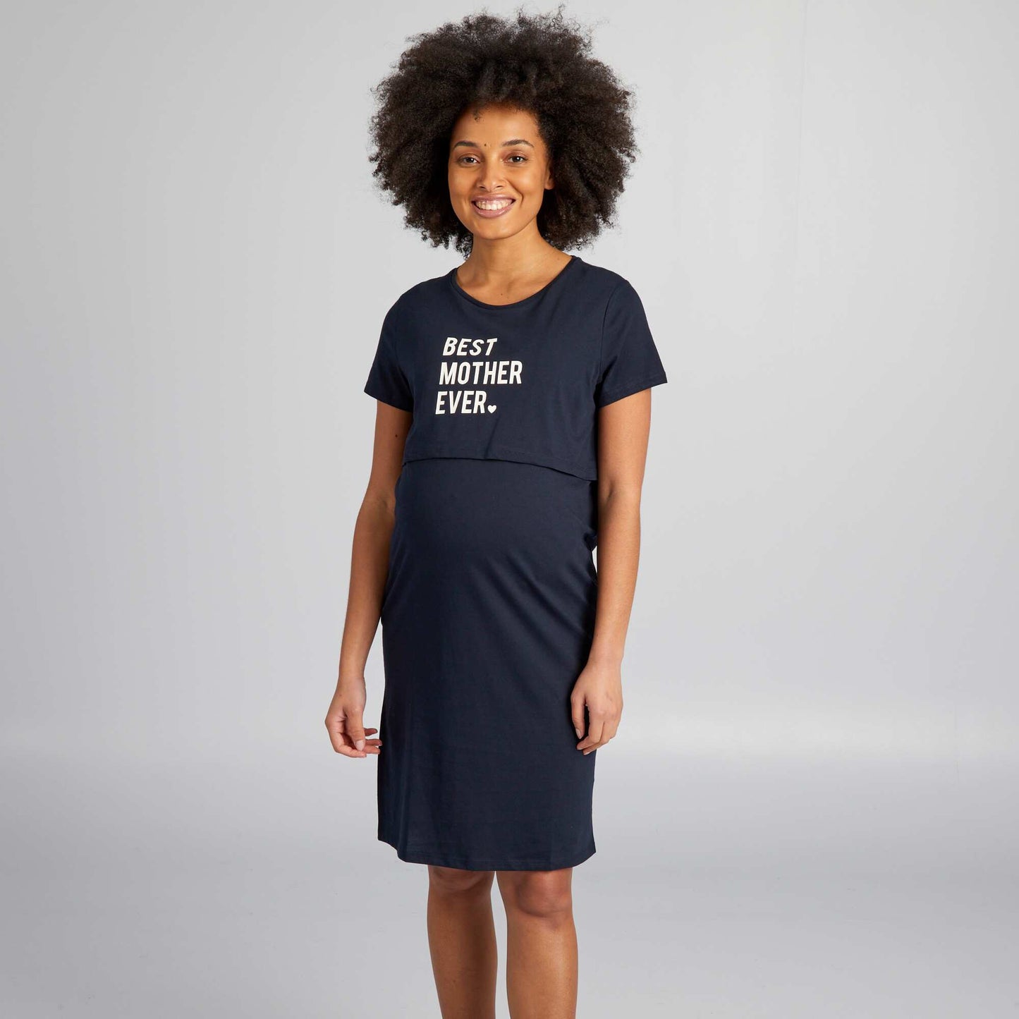 Chemise de nuit d'allaitement message Noir