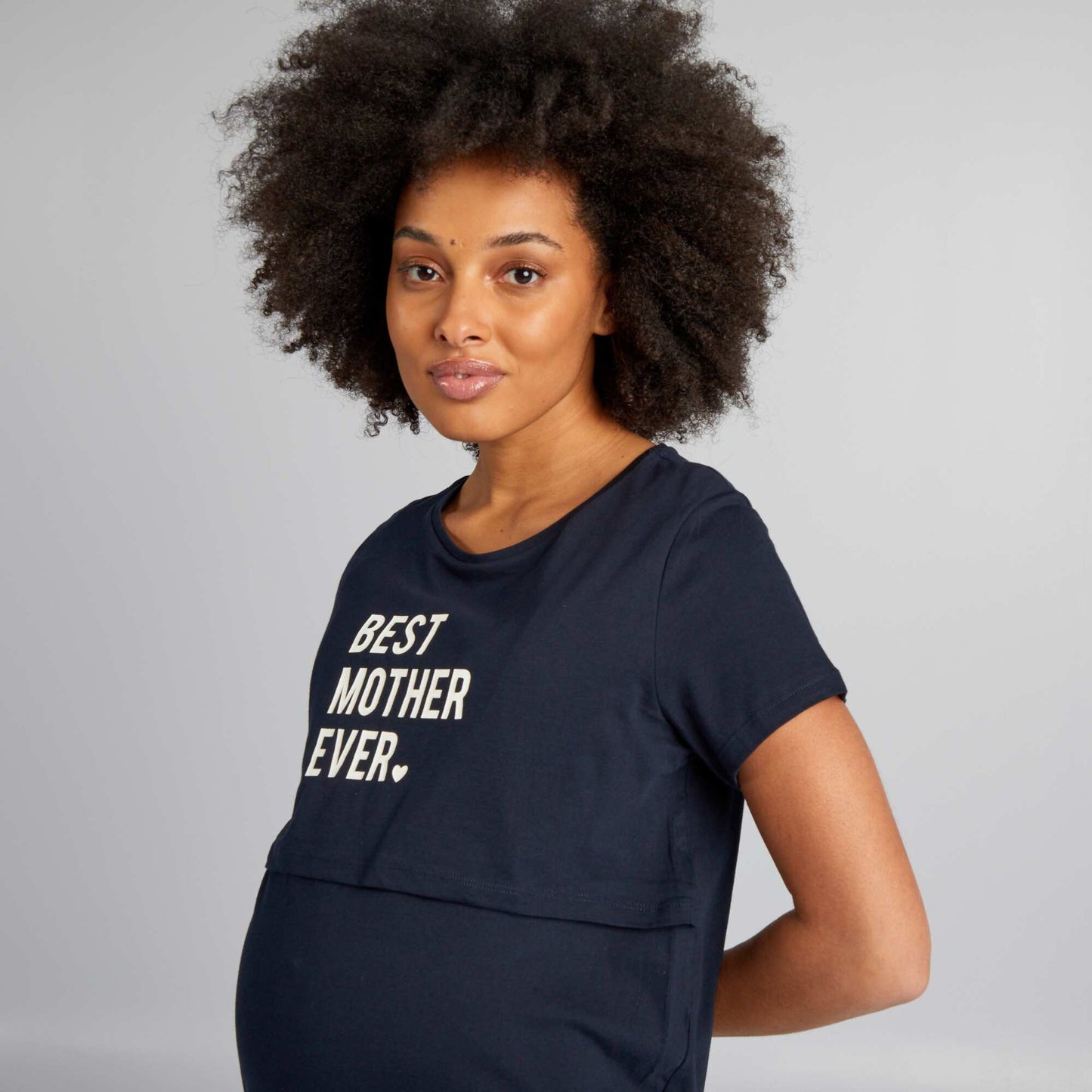 Chemise de nuit d'allaitement message Noir