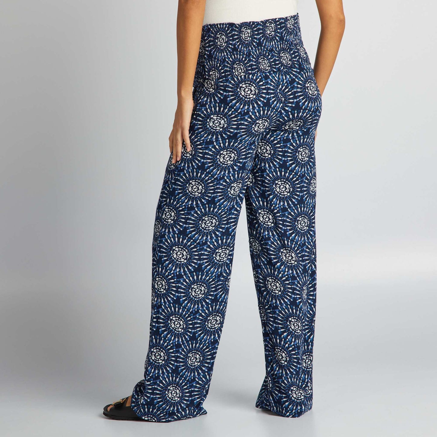 Pantalon grossesse avec base lastiqu e Bleu fonc motifs