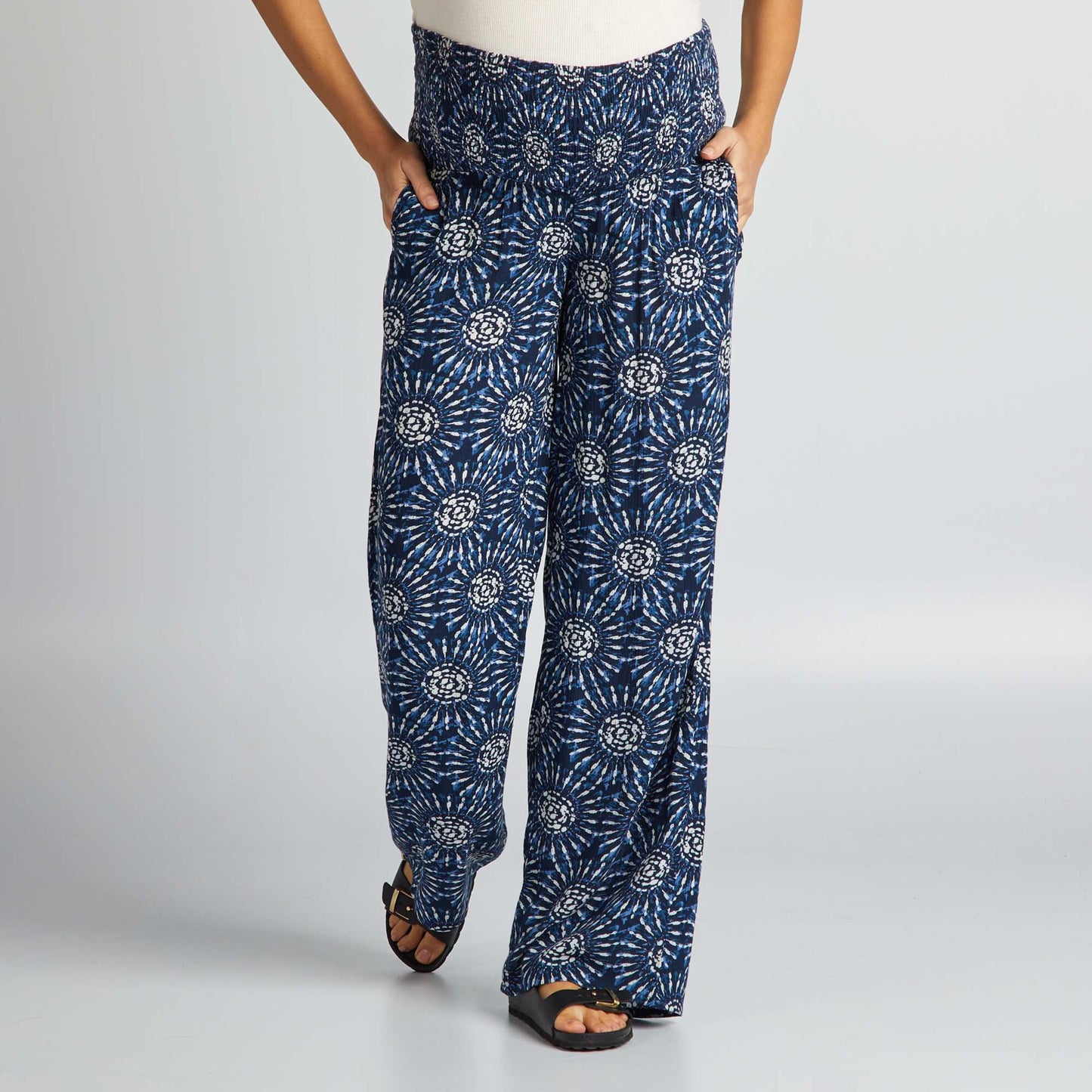 Pantalon grossesse avec base lastiqu e Bleu fonc motifs