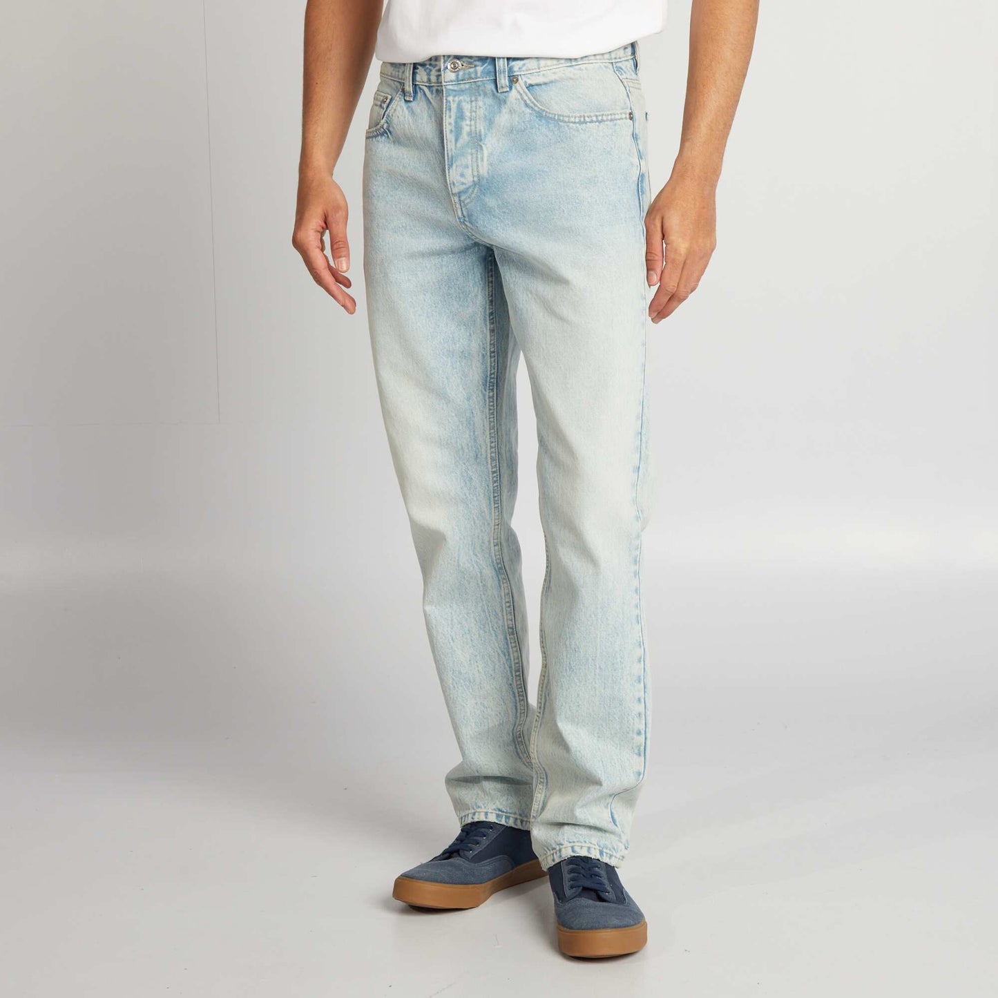 Jean droit 5 poches effet d lav Bleu