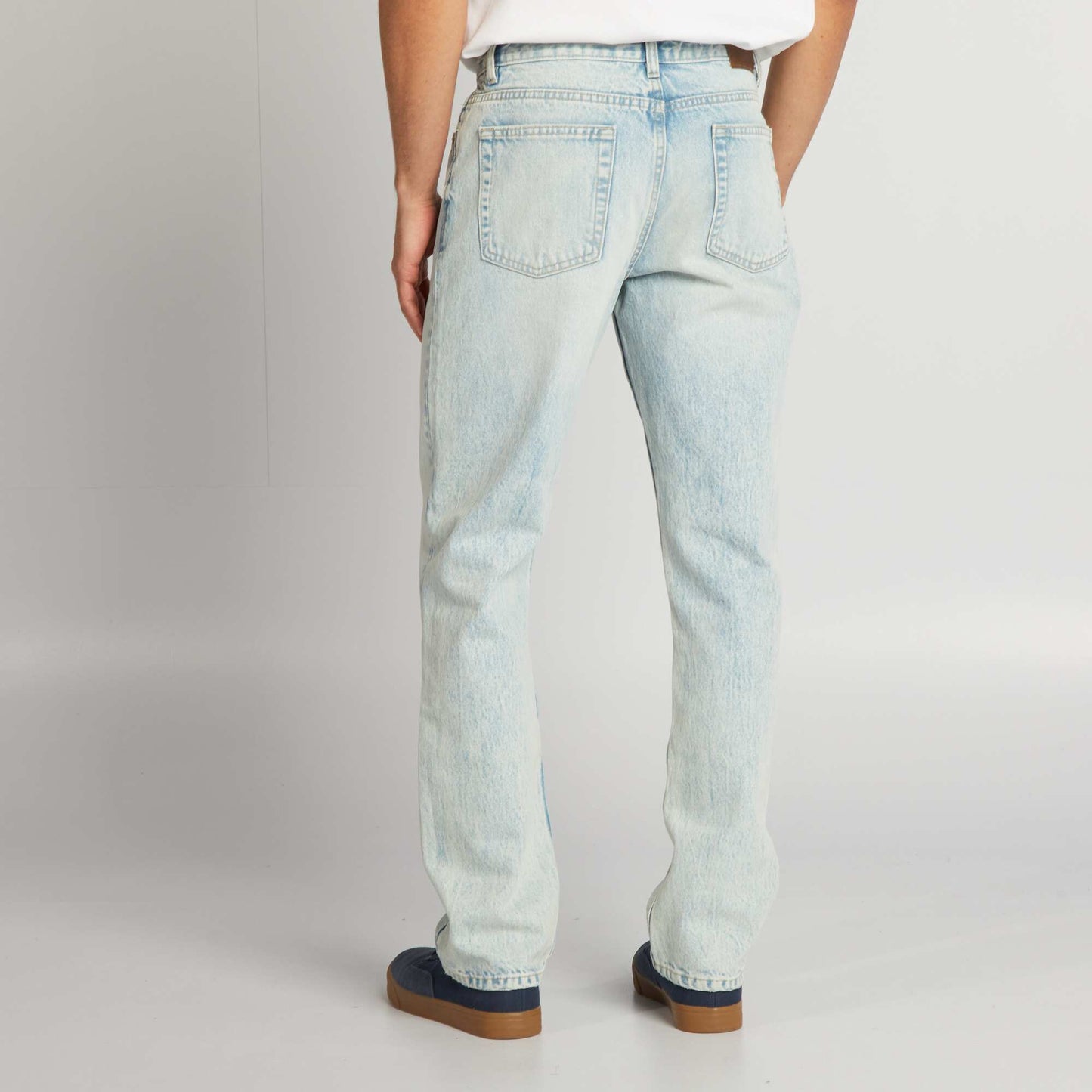 Jean droit 5 poches effet d lav Bleu