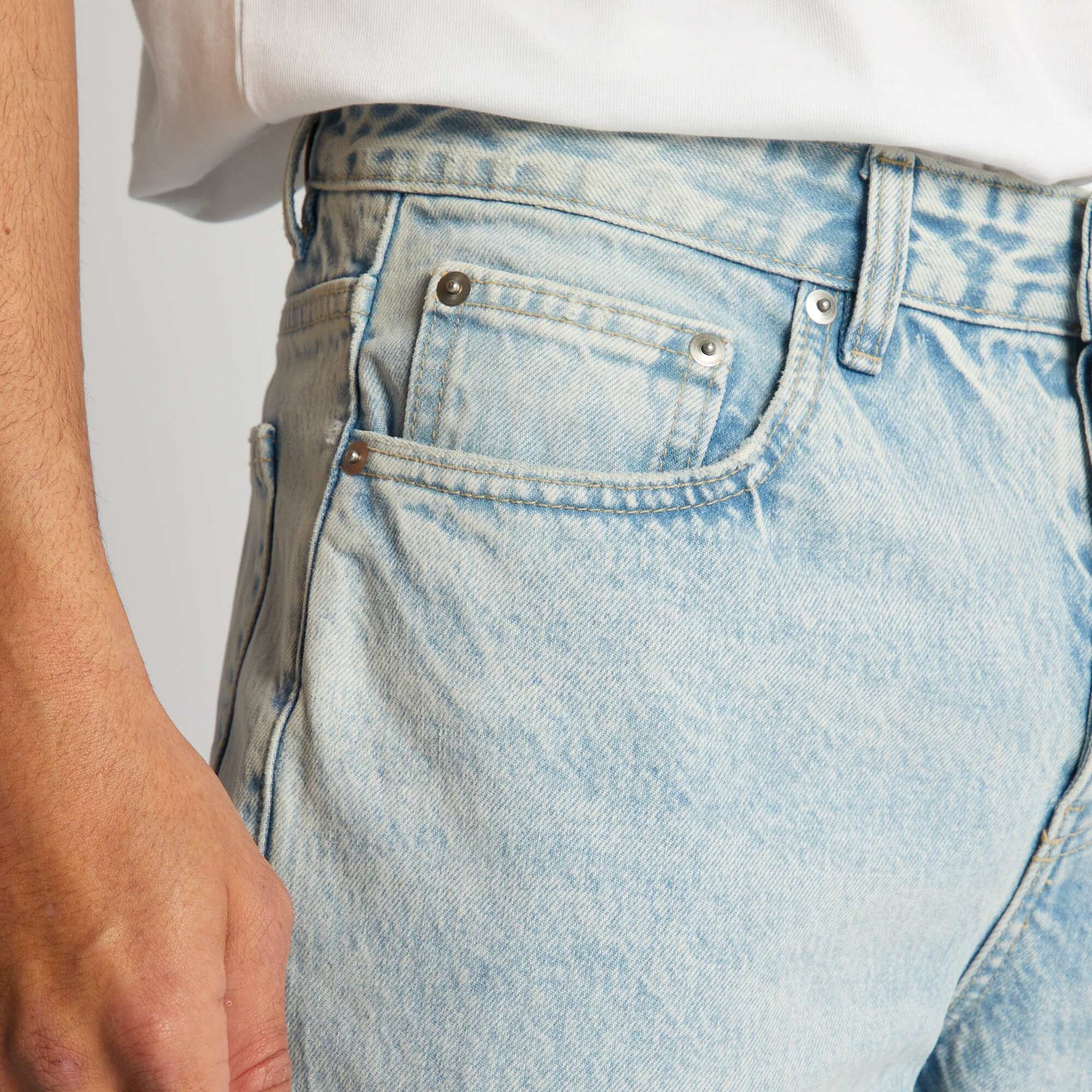Jean droit 5 poches effet d lav Bleu