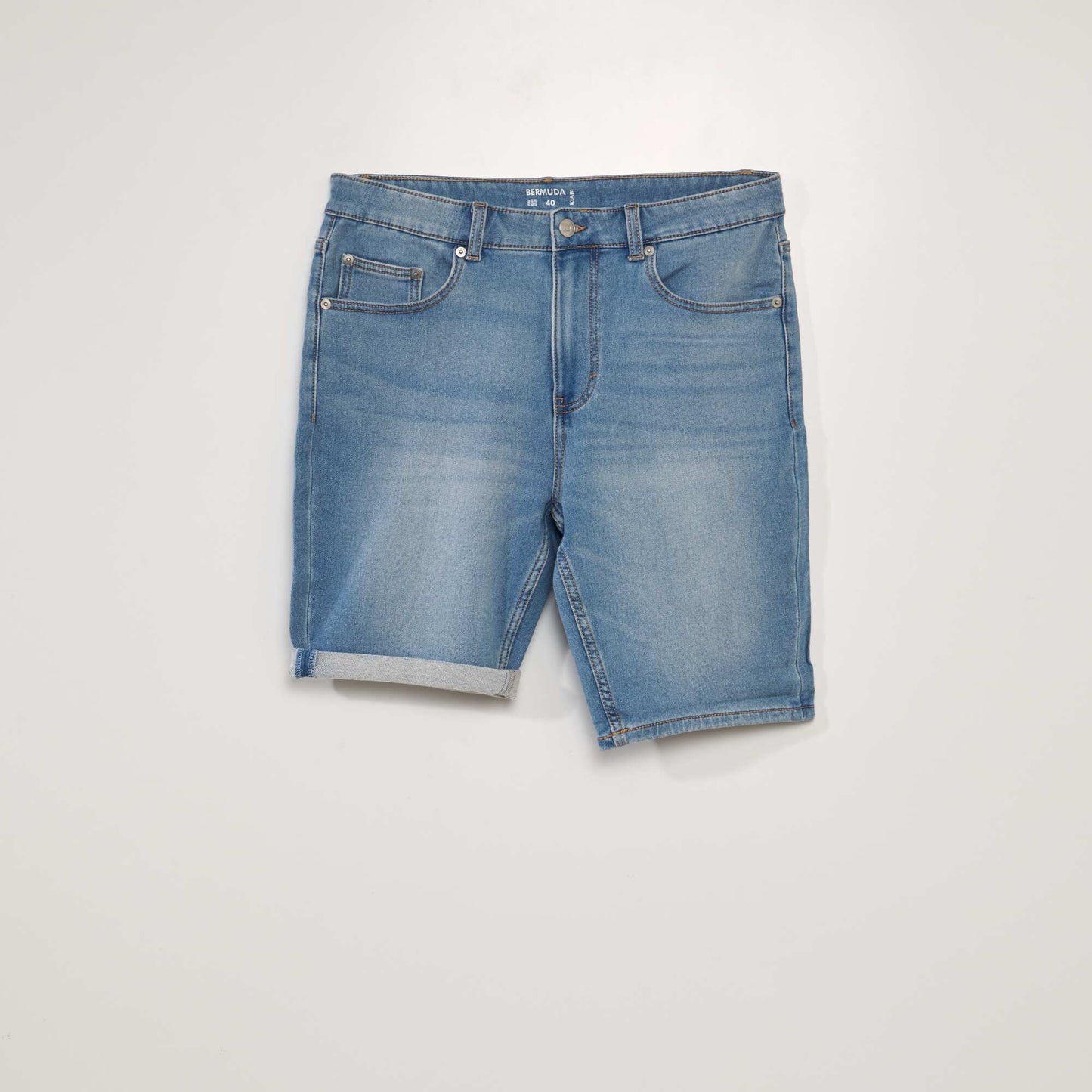 Bermuda slim en jean 5 poches Double stone
