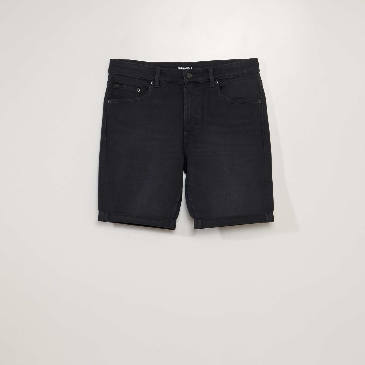 Bermuda slim en jean 5 poches Noir