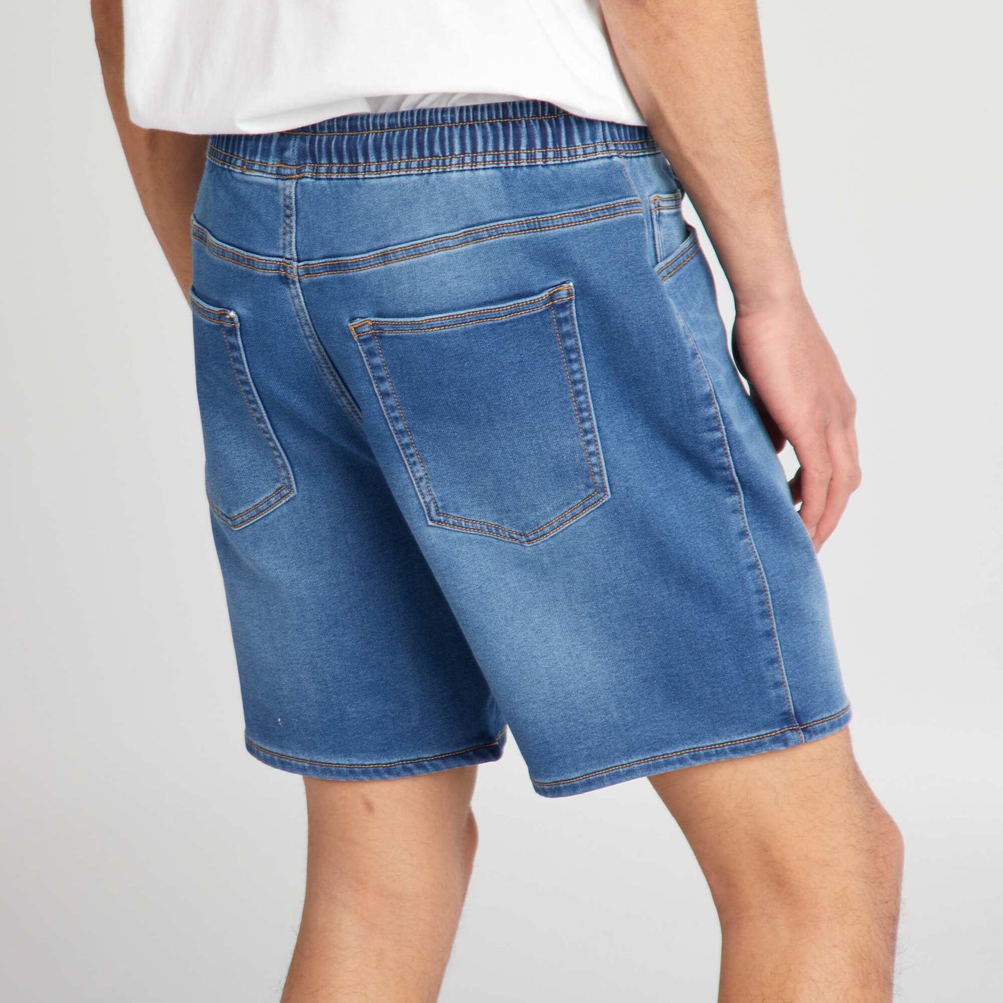 Bermuda en jean taille lastiqu e Bleu