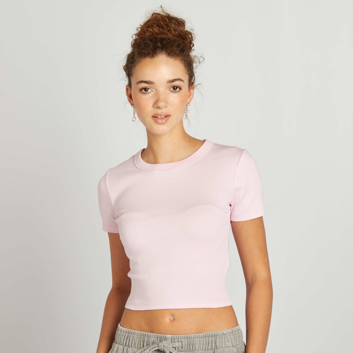 T-shirt cropped manches courtes ROSE