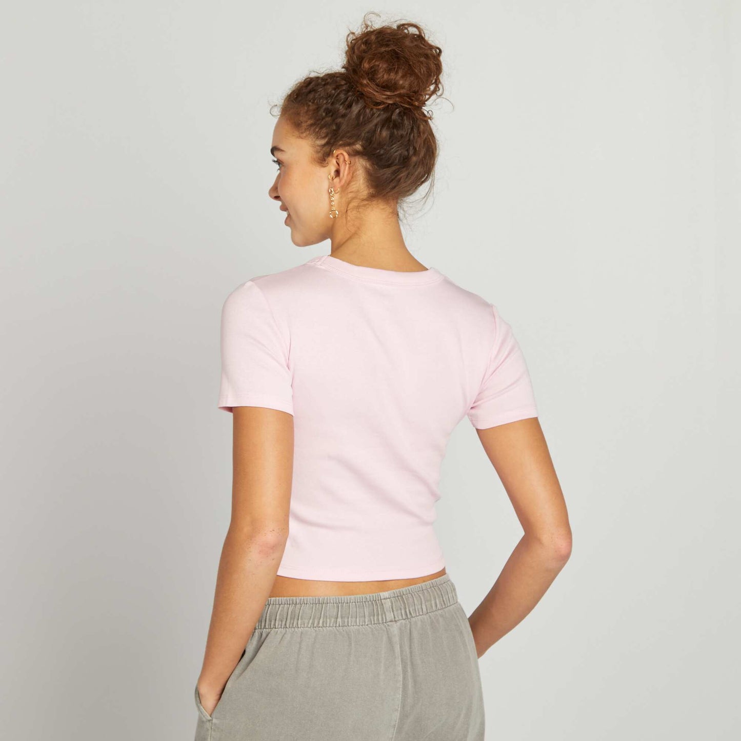 T-shirt cropped manches courtes ROSE