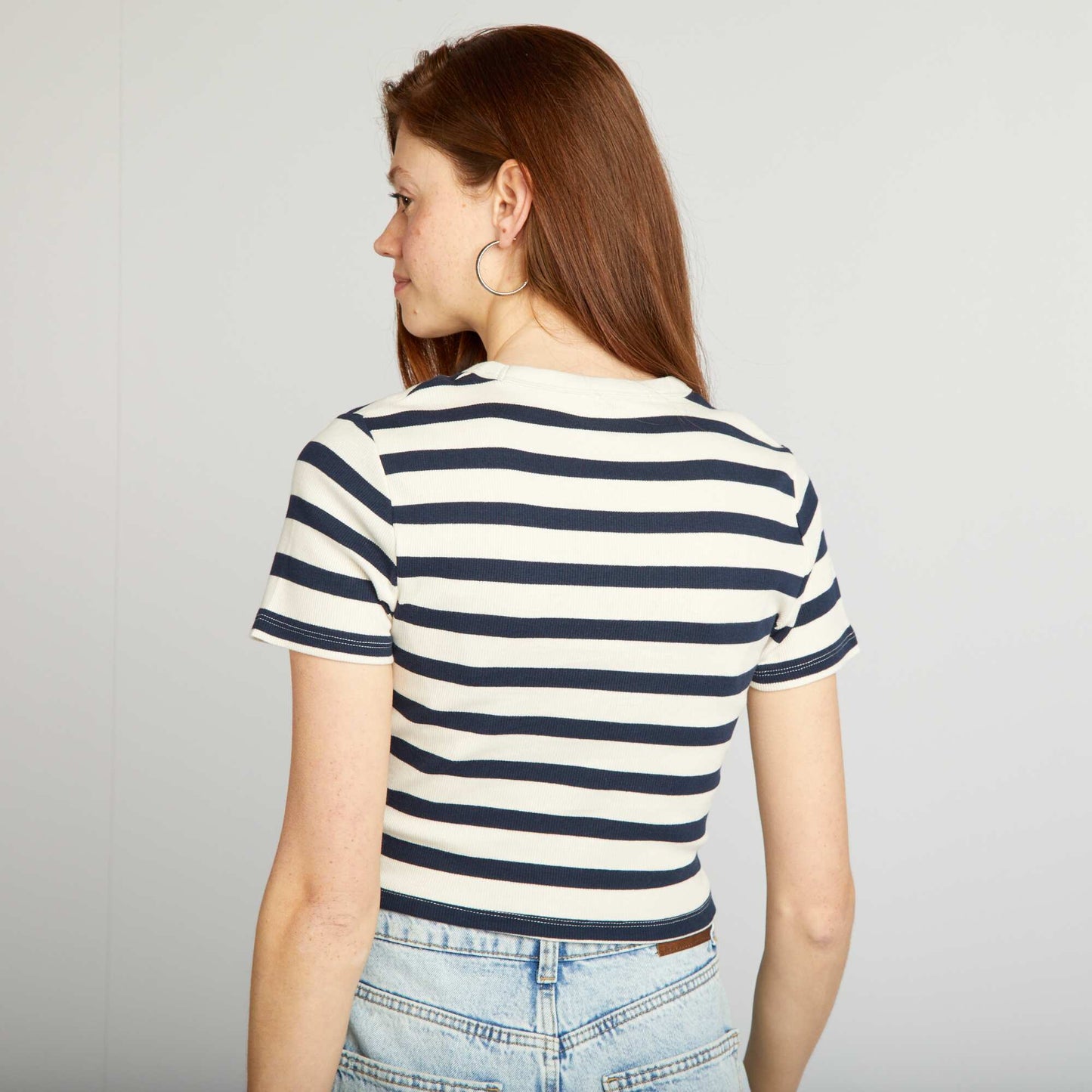 Tee-shirt crop top marini re Bleu/beige