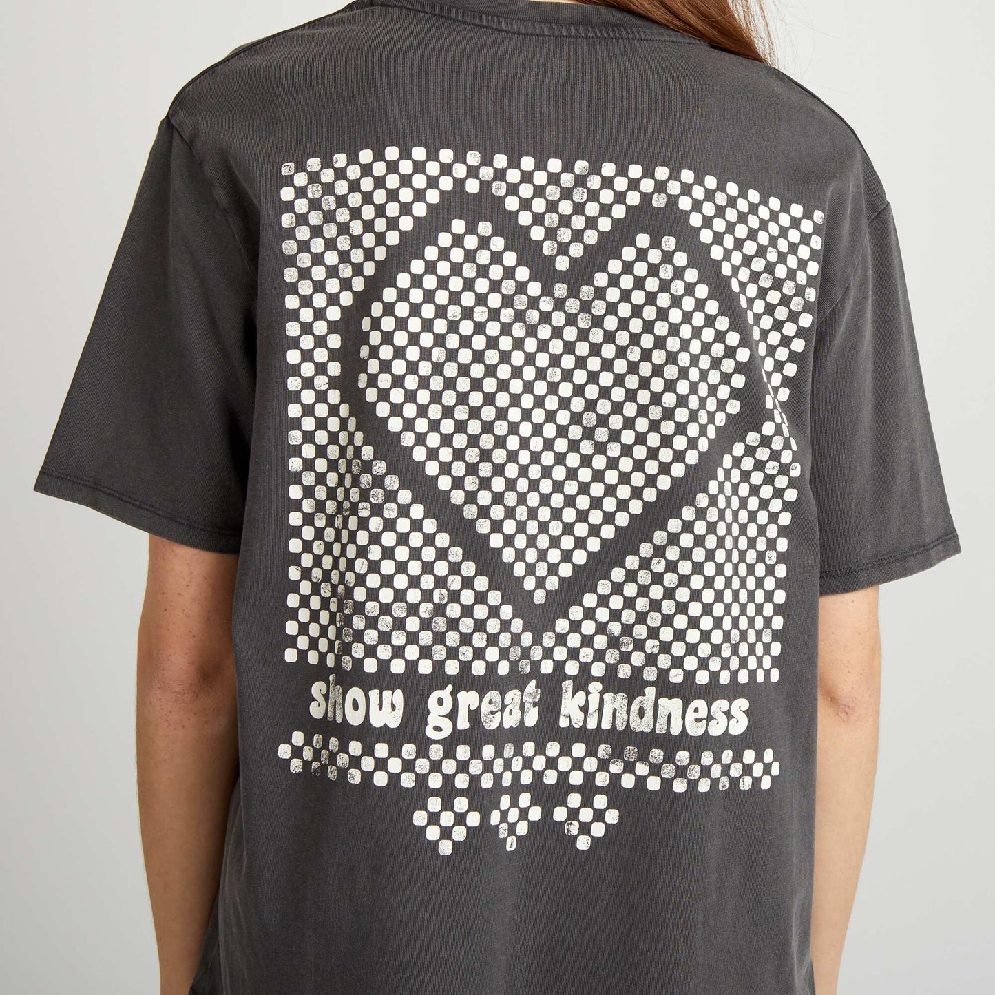 T-shirt ample imprim Gris fonc